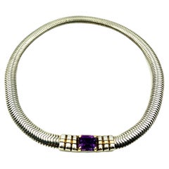 Vintage Cartier Day to Night Amethyst 18K Gold Sterling Silver Snake Necklace