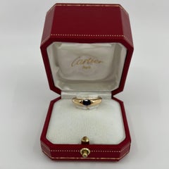 Vintage Cartier Deep Blue Sapphire Oval Ellipse 18k Yellow Gold Solitaire Ring 5