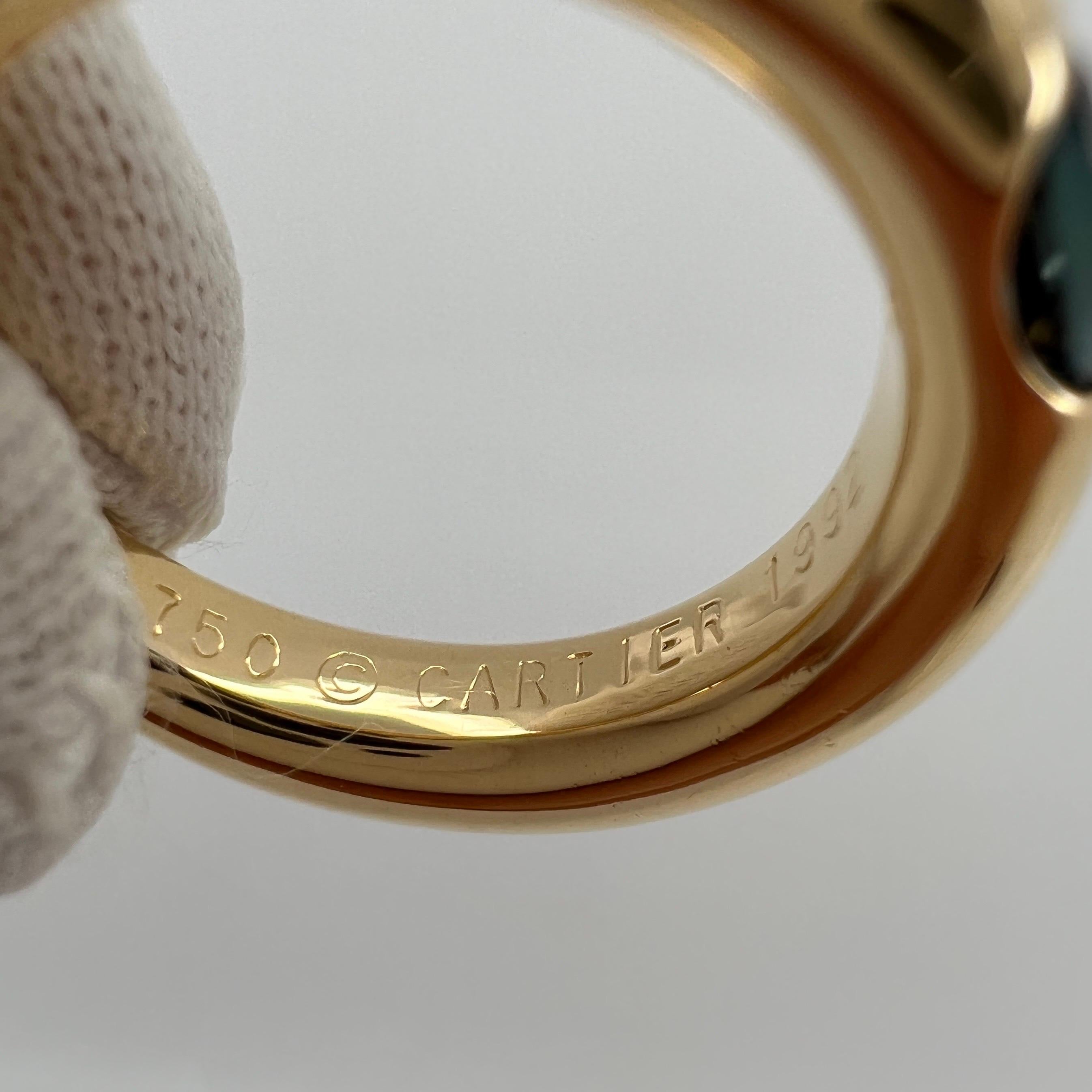 Vintage Cartier Deep Blue Sapphire Oval Ellipse 18k Yellow Gold Solitaire Ring 7
