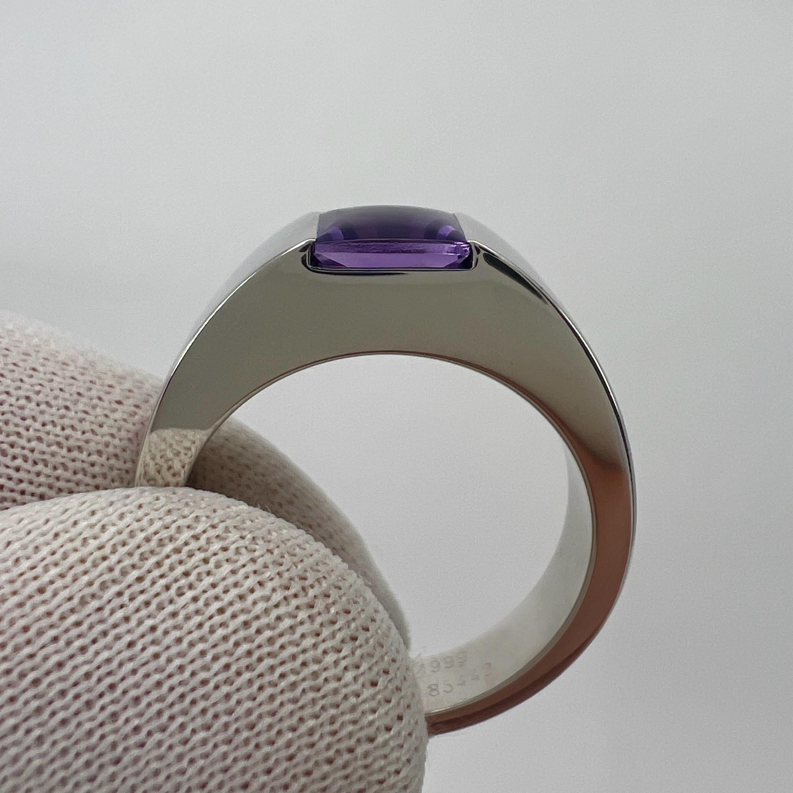 Vintage Cartier Deep Purple Amethyst 18k White Gold Tank Band Solo Ring 51  For Sale 1