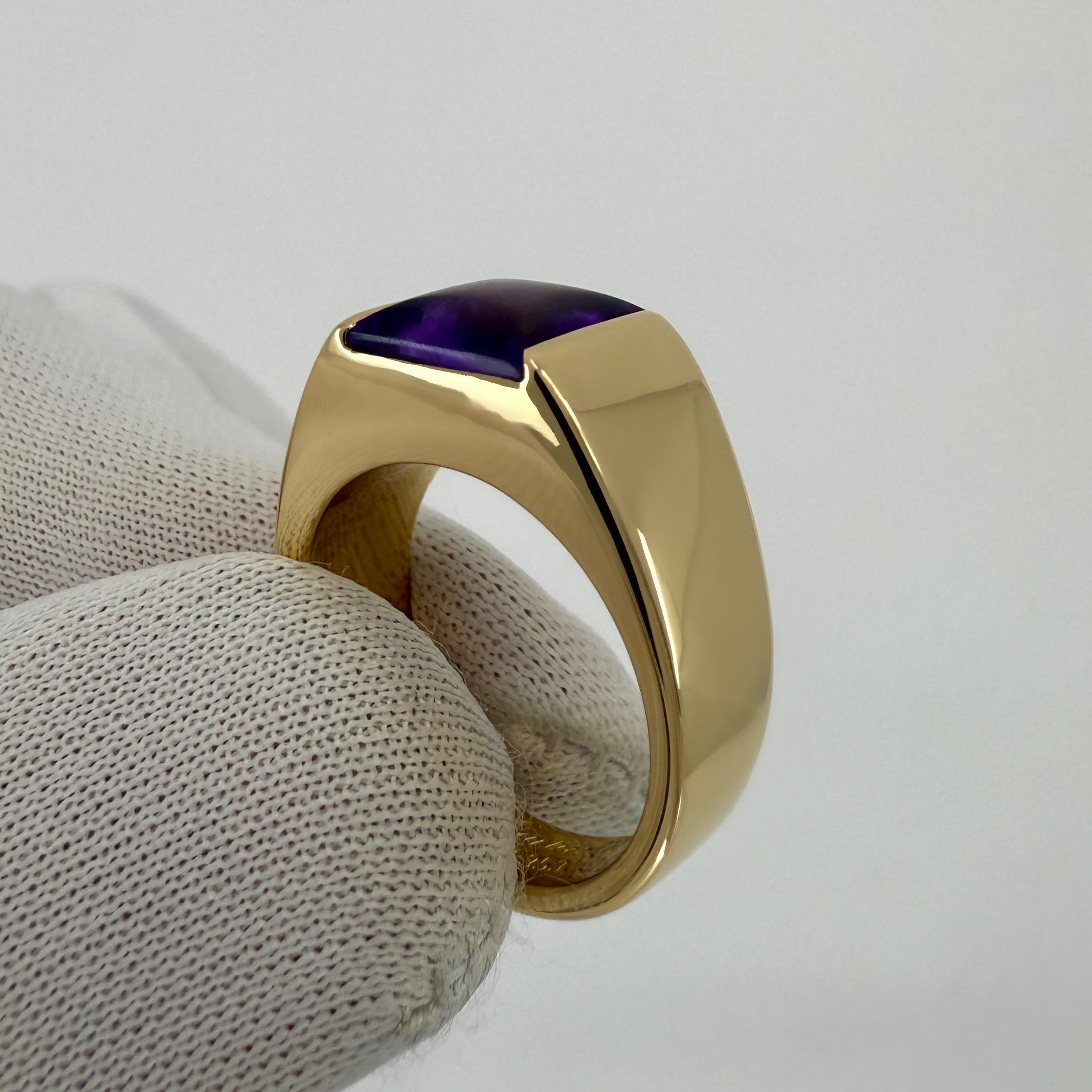 Cartier Vintage Purple Amethyst 8mm 18k Yellow Gold Tank Band Solo Ring 51 in vendita 1