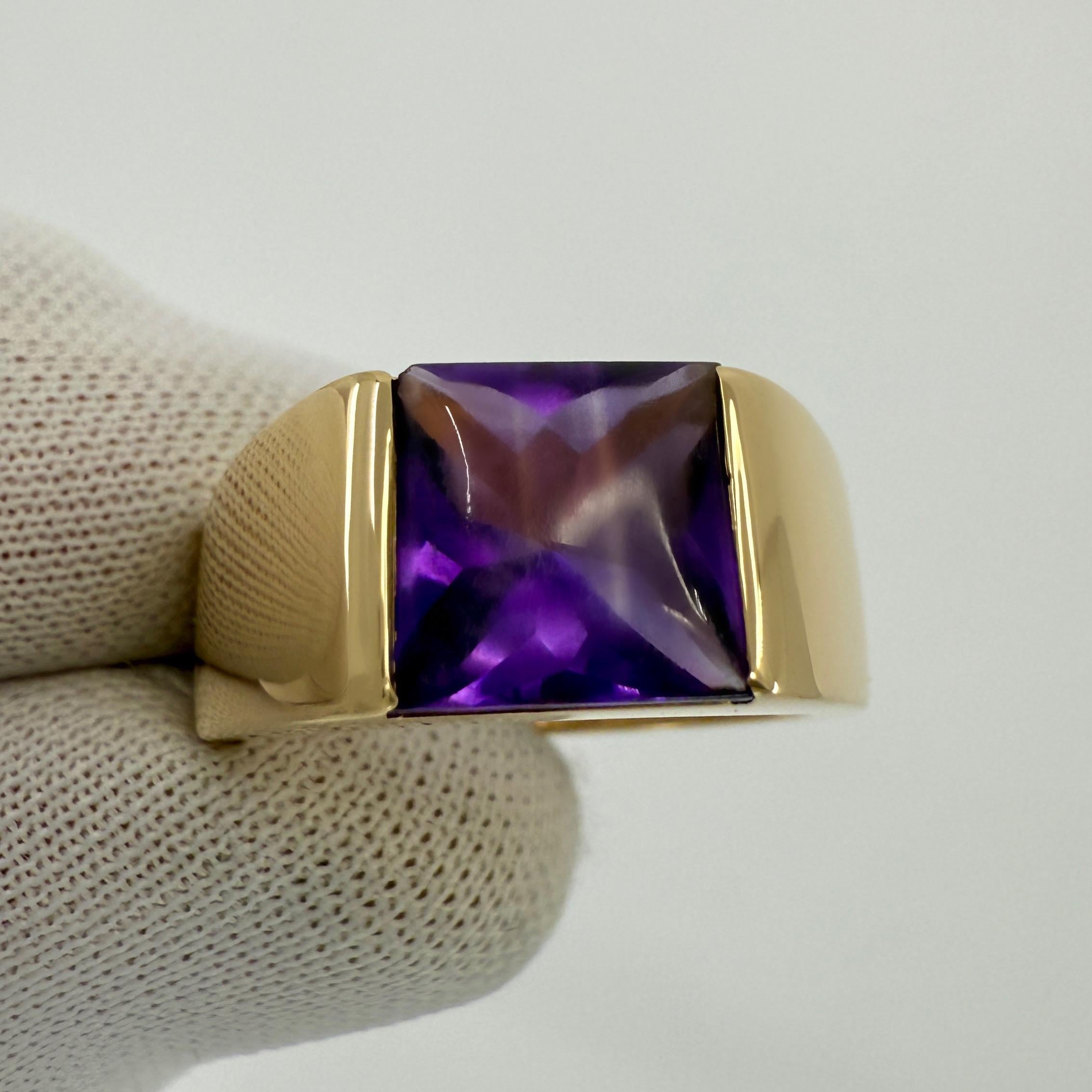 Cartier Vintage Purple Amethyst 8mm 18k Yellow Gold Tank Band Solo Ring 51 in vendita 2