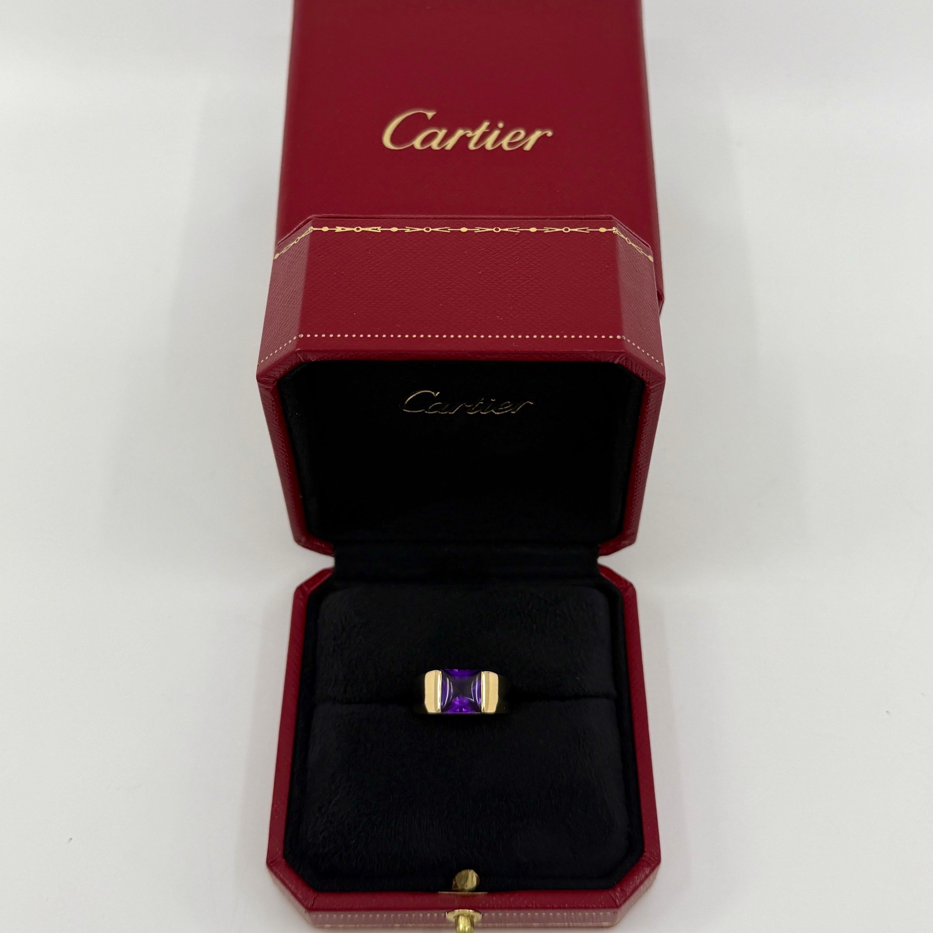 Cartier Vintage Purple Amethyst 8mm 18k Yellow Gold Tank Band Solo Ring 51 in vendita 4