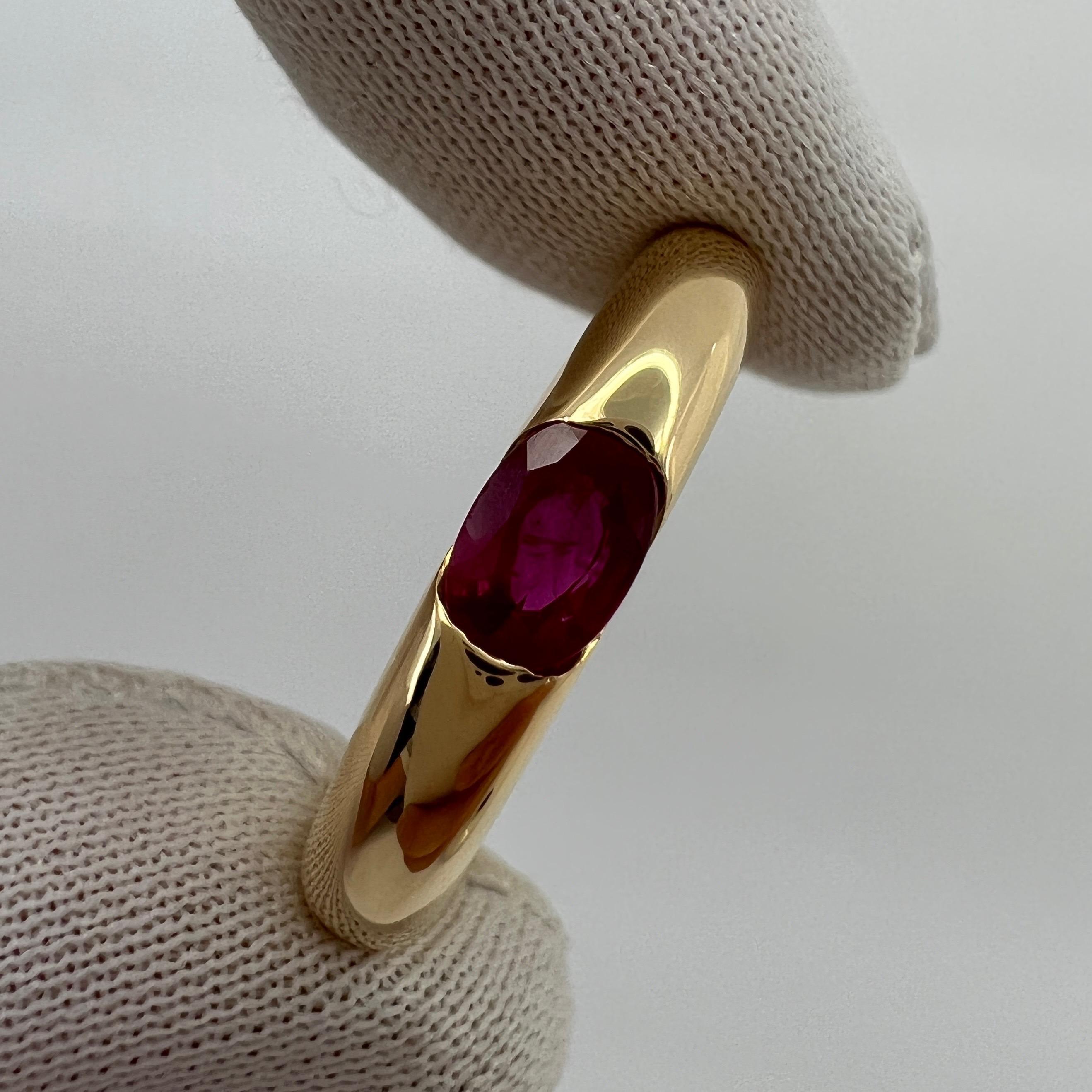 Cartier: 18 Karat Gelbgold Solitär-Ring, tiefroter Rubin, Ellipsenschliff 3