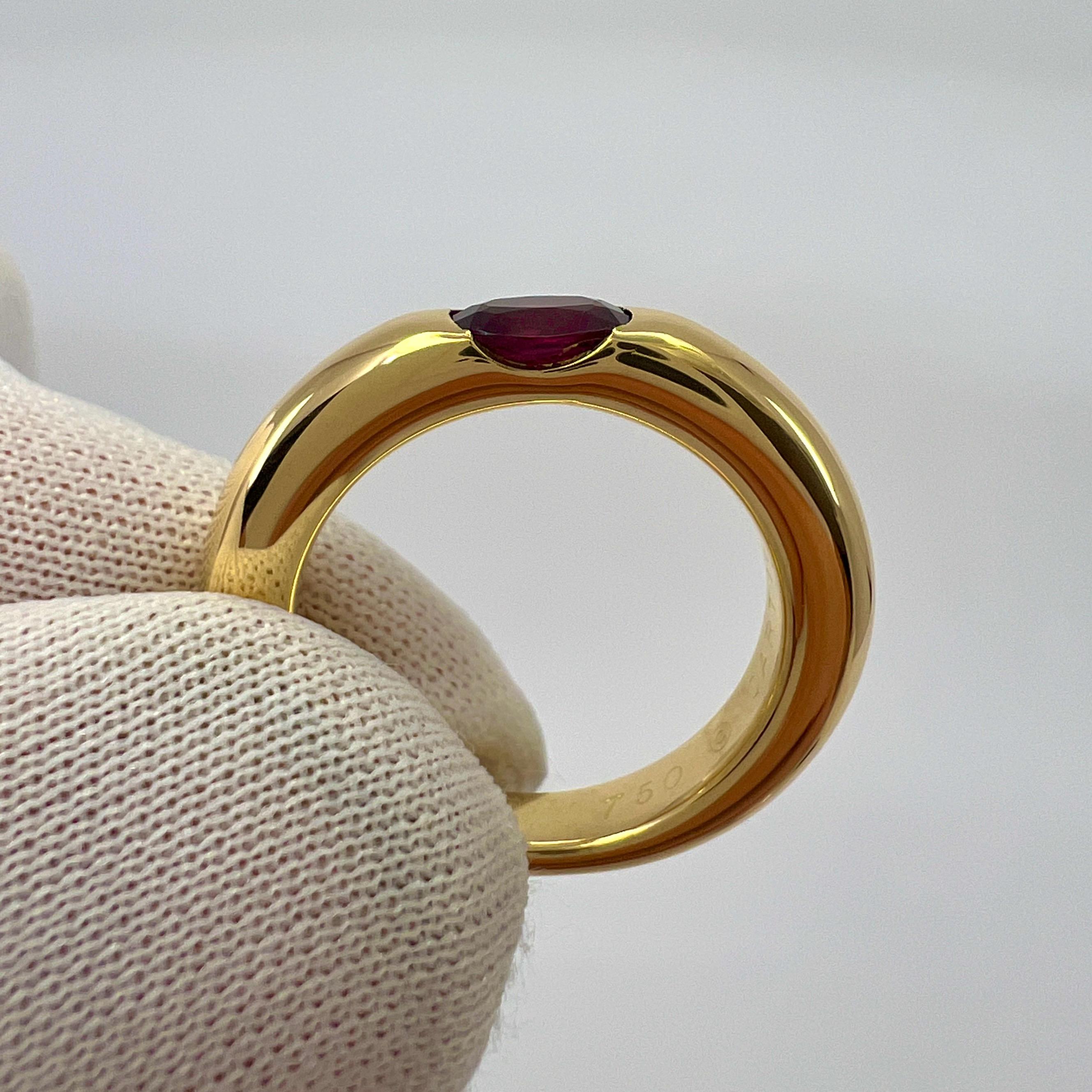 Vintage Cartier Deep Red Ruby Ellipse 18k Yellow Gold Oval Solitaire Ring 50 US5 5