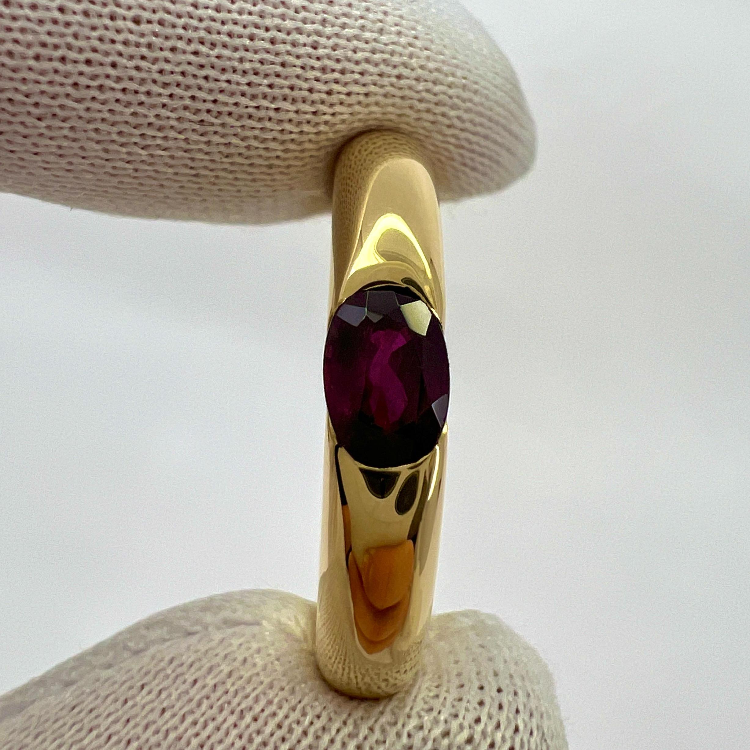 Vintage Cartier Deep Red Ruby Ellipse 18k Yellow Gold Oval Solitaire Ring 50 US5 6