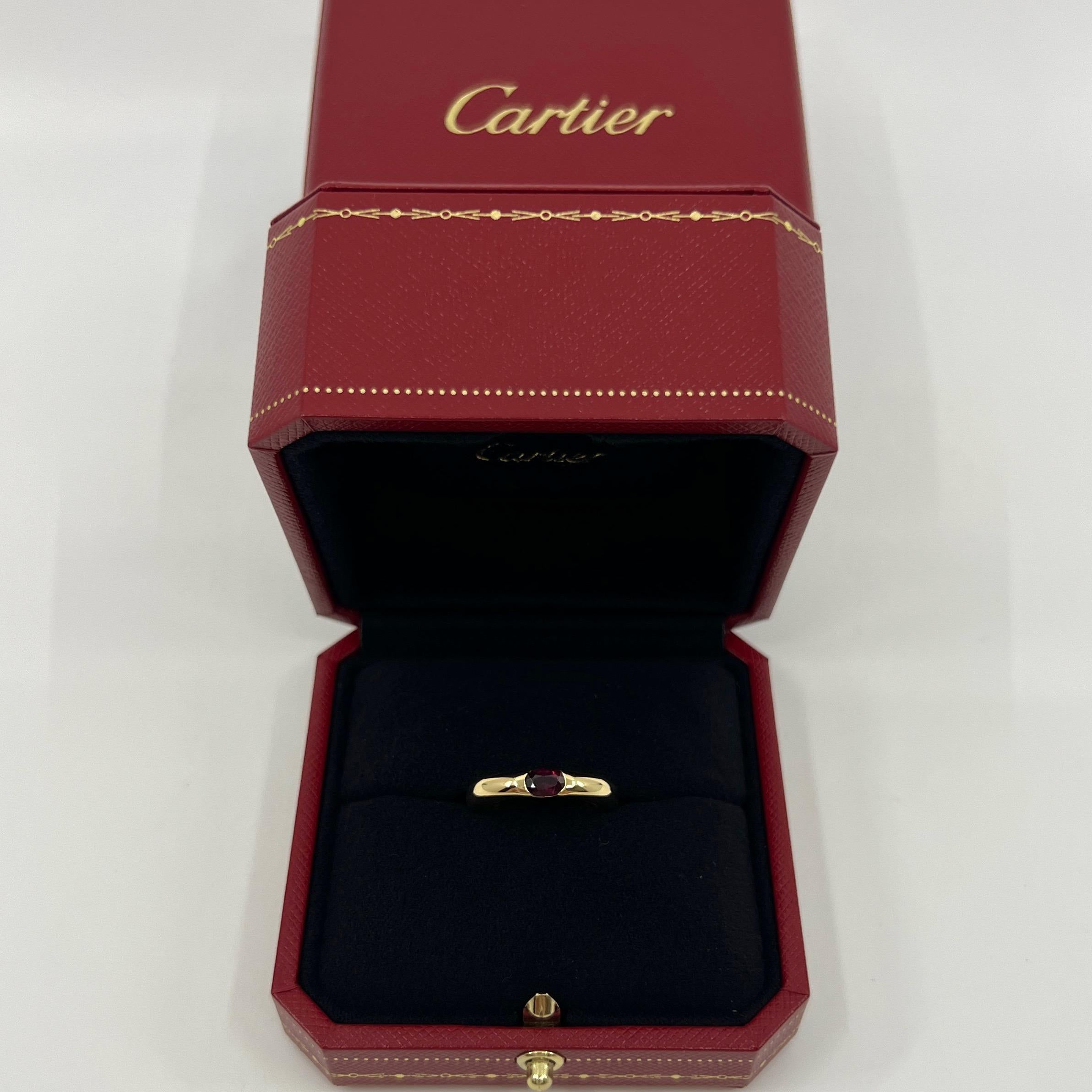 Vintage Cartier Deep Red Ruby Ellipse 18k Yellow Gold Oval Solitaire Ring 50 US5 7