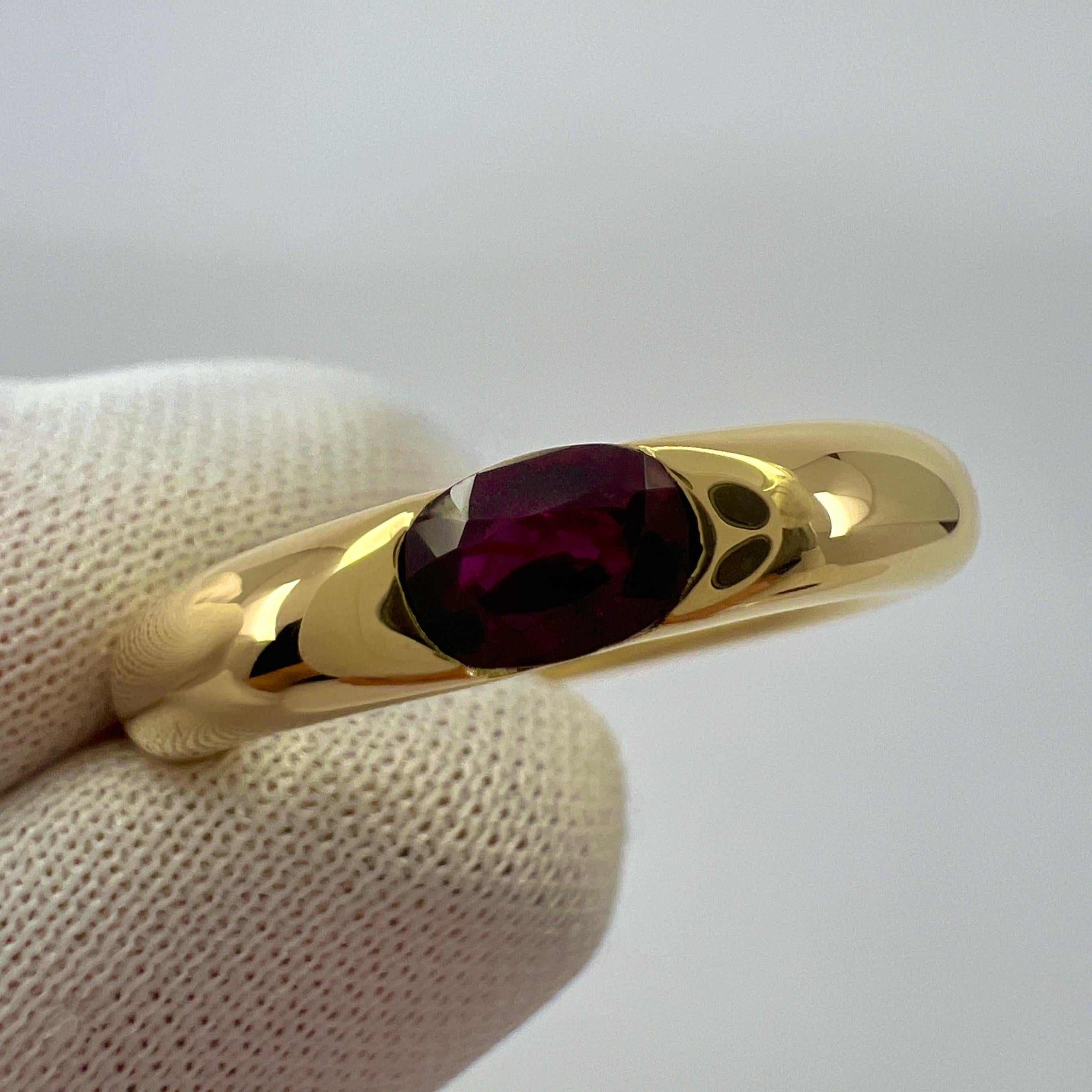 Oval Cut Vintage Cartier Deep Red Ruby Ellipse 18k Yellow Gold Oval Solitaire Ring 50 US5