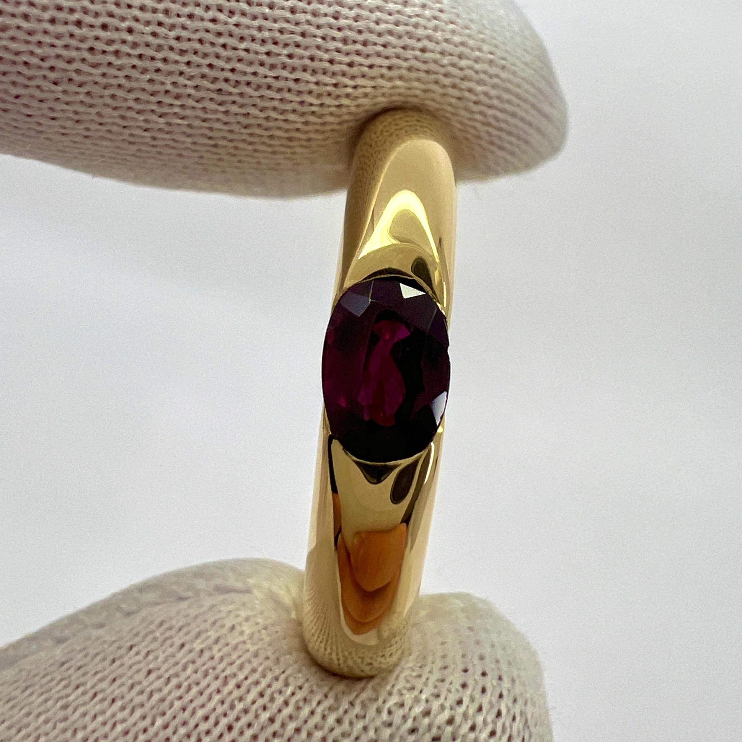 Women's or Men's Vintage Cartier Deep Red Ruby Ellipse 18k Yellow Gold Oval Solitaire Ring 50 US5