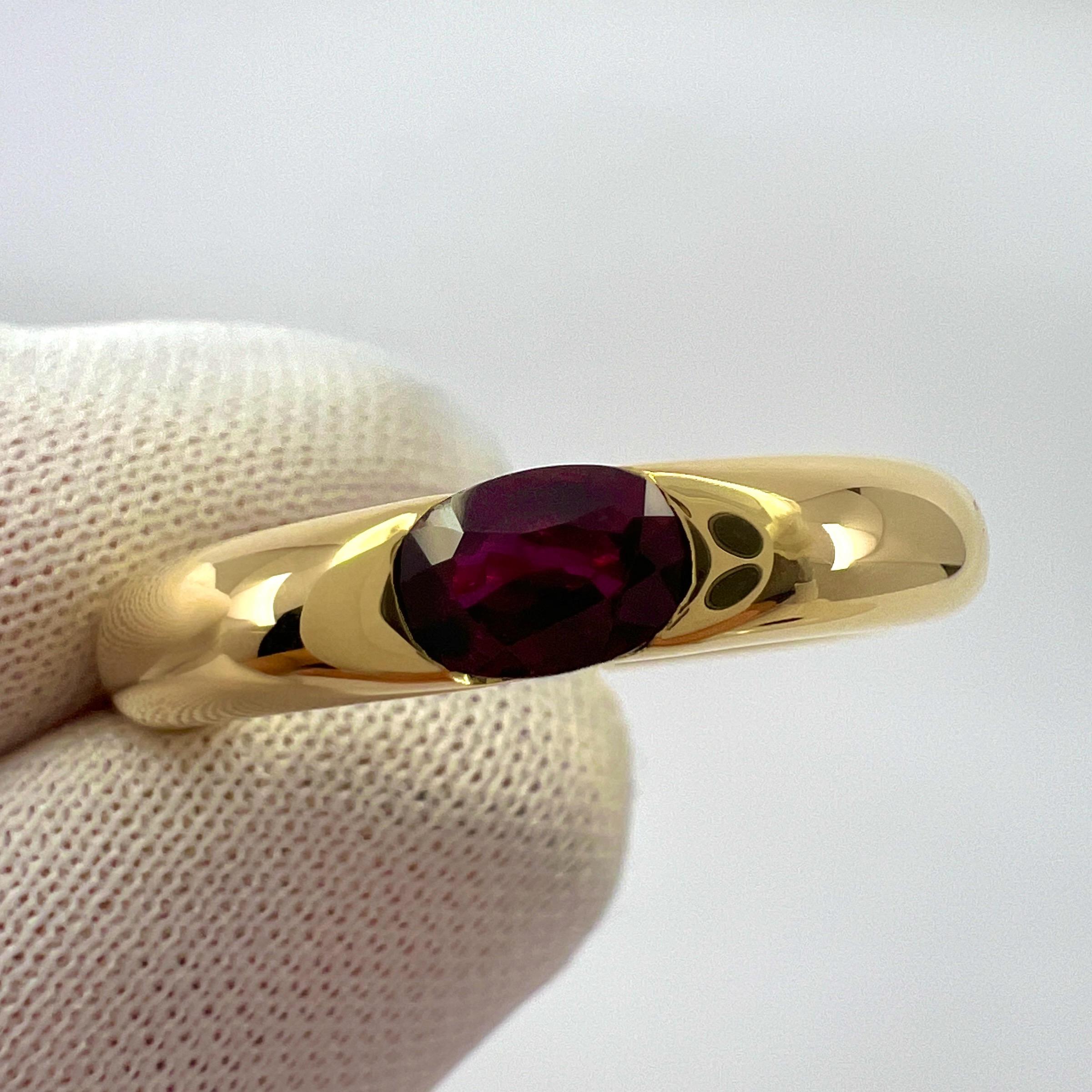 Vintage Cartier Deep Red Ruby Ellipse 18k Yellow Gold Oval Solitaire Ring 50 US5 1