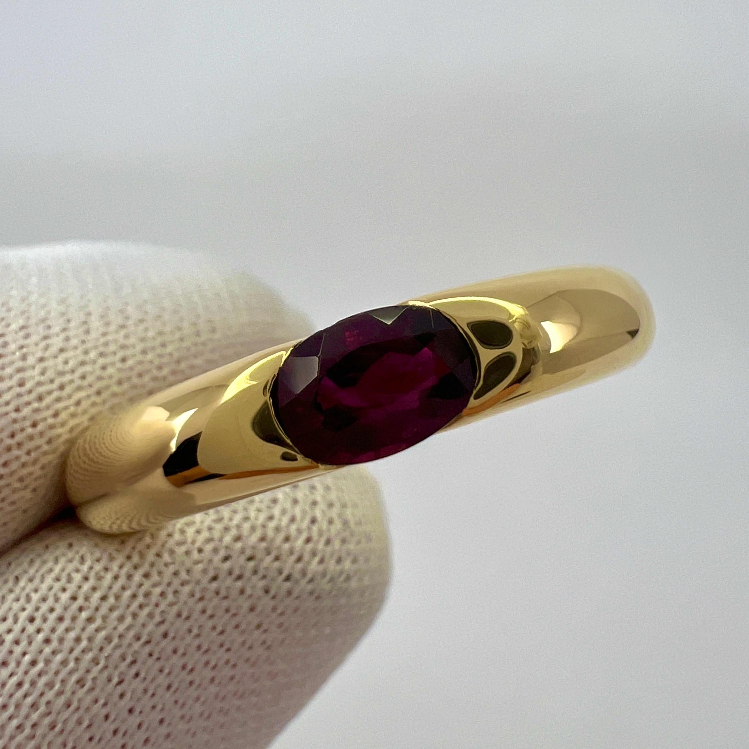 Vintage Cartier Deep Red Ruby Ellipse 18k Yellow Gold Oval Solitaire Ring 50 US5 2