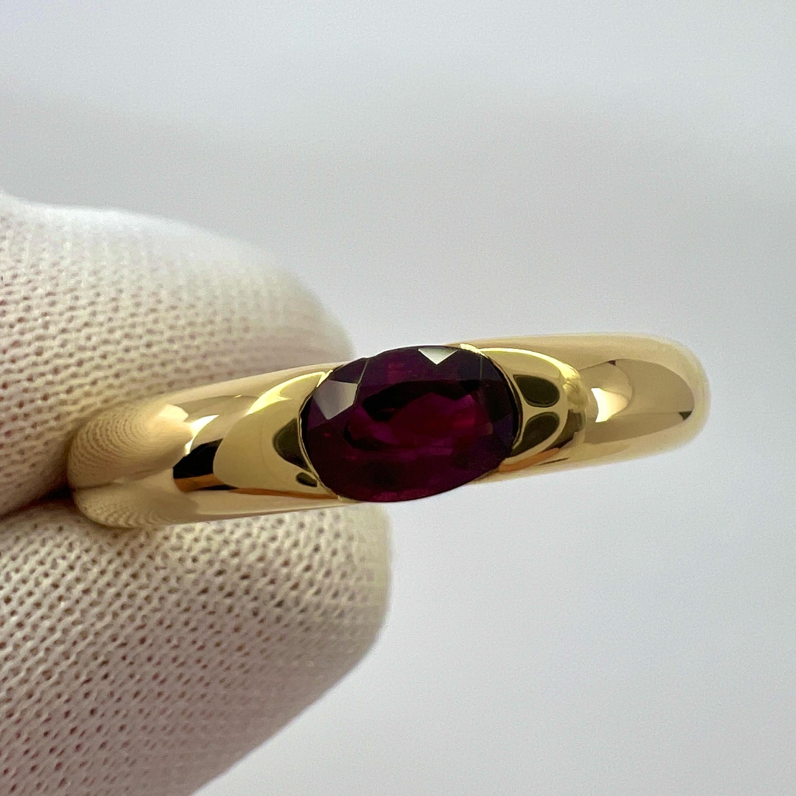 Vintage Cartier Deep Red Ruby Ellipse 18k Yellow Gold Oval Solitaire Ring 50 US5 4