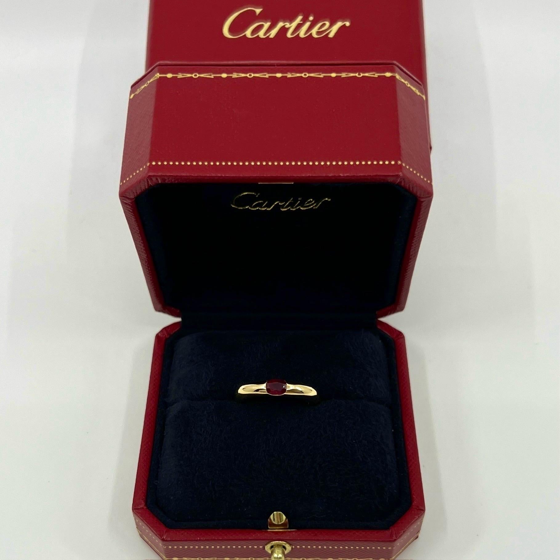 Vintage Cartier Deep Red Ruby Ellipse 18k Yellow Gold Oval Solitaire Ring 52 US6 6
