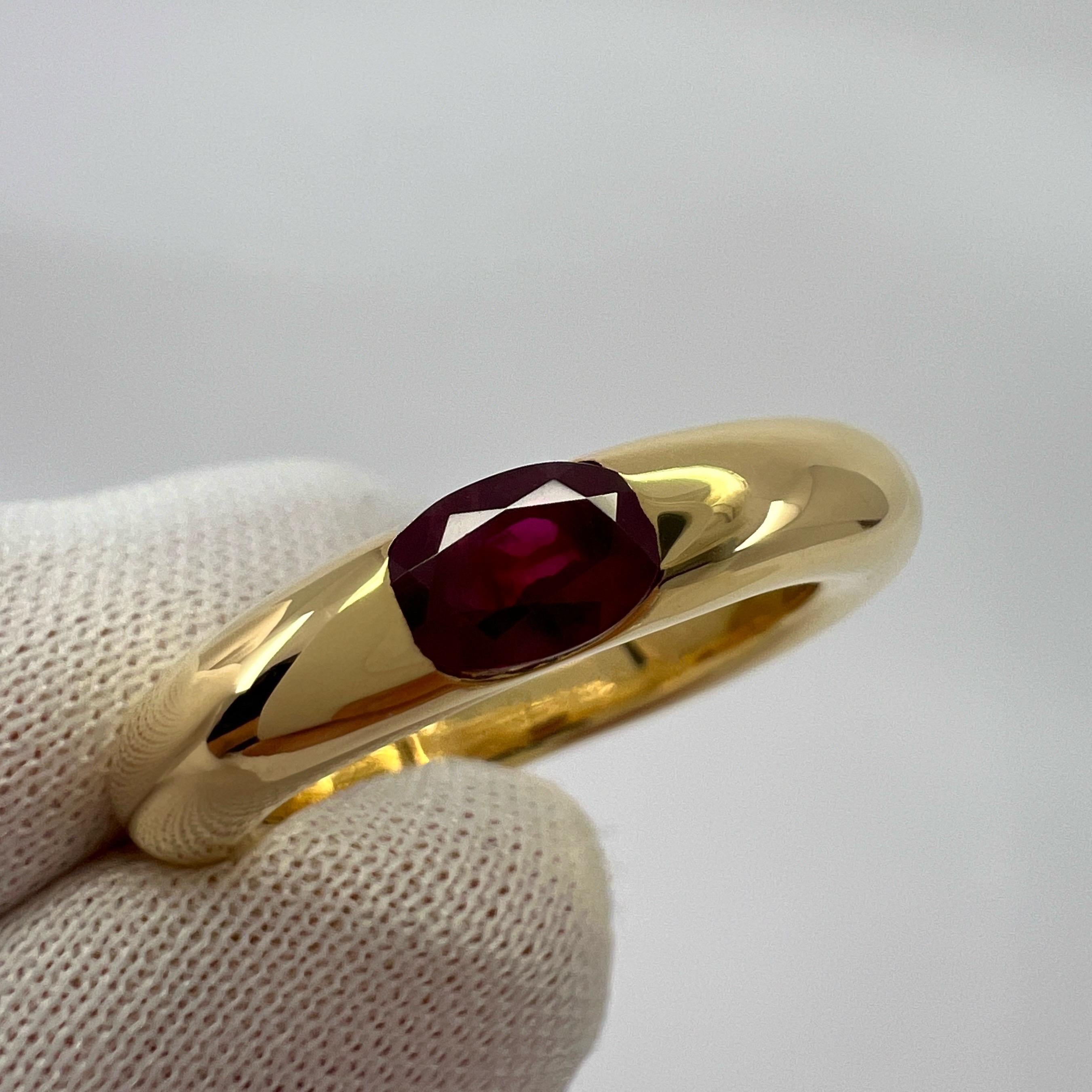 Vintage Cartier Deep Red Ruby Ellipse 18k Yellow Gold Oval Solitaire Ring 52 US6 2