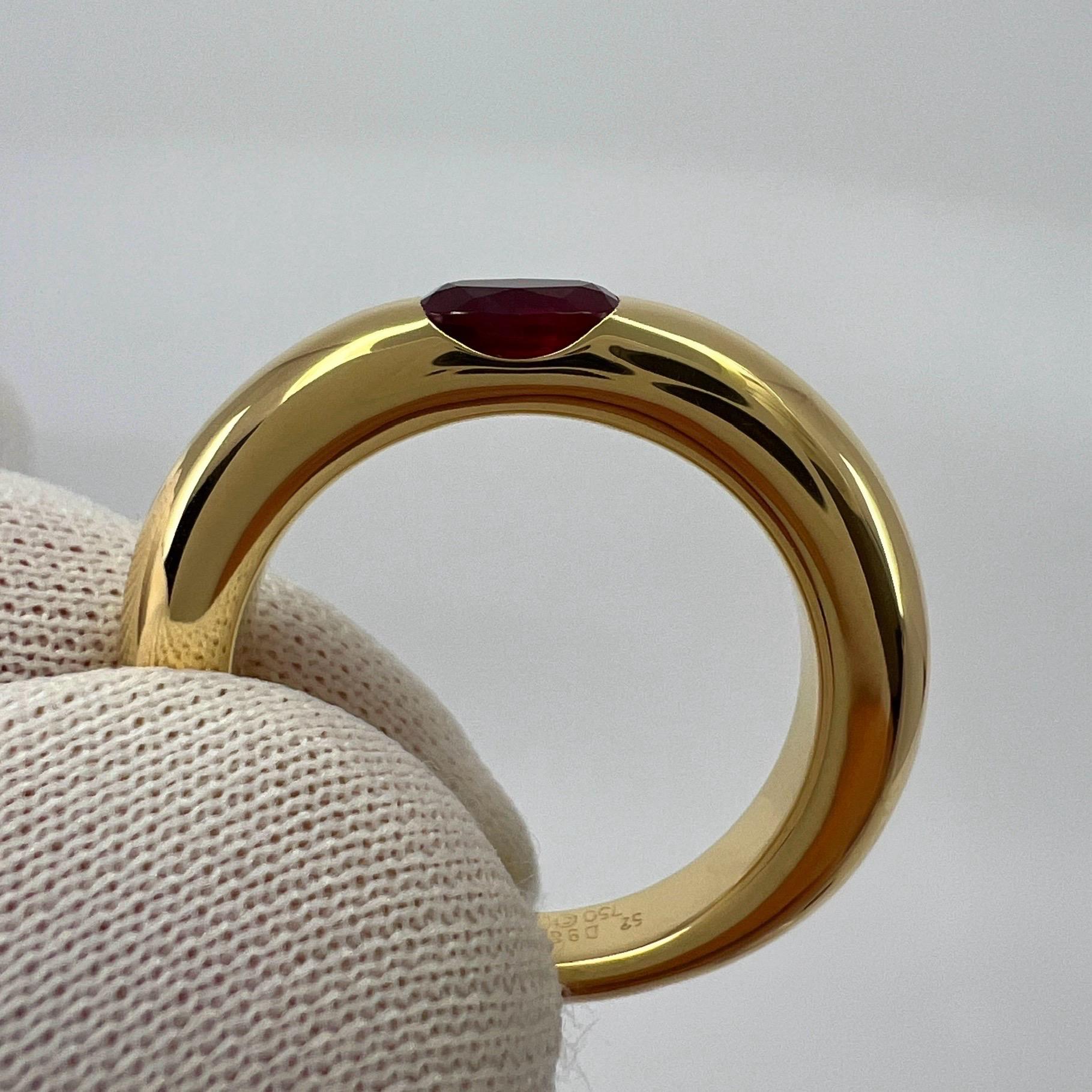 Vintage Cartier Deep Red Ruby Ellipse 18k Yellow Gold Oval Solitaire Ring 52 US6 3