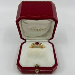 Vintage Cartier DEEP Red Ruby Oval Cut 18k Yellow Gold Solitaire Ellipse Ring 48