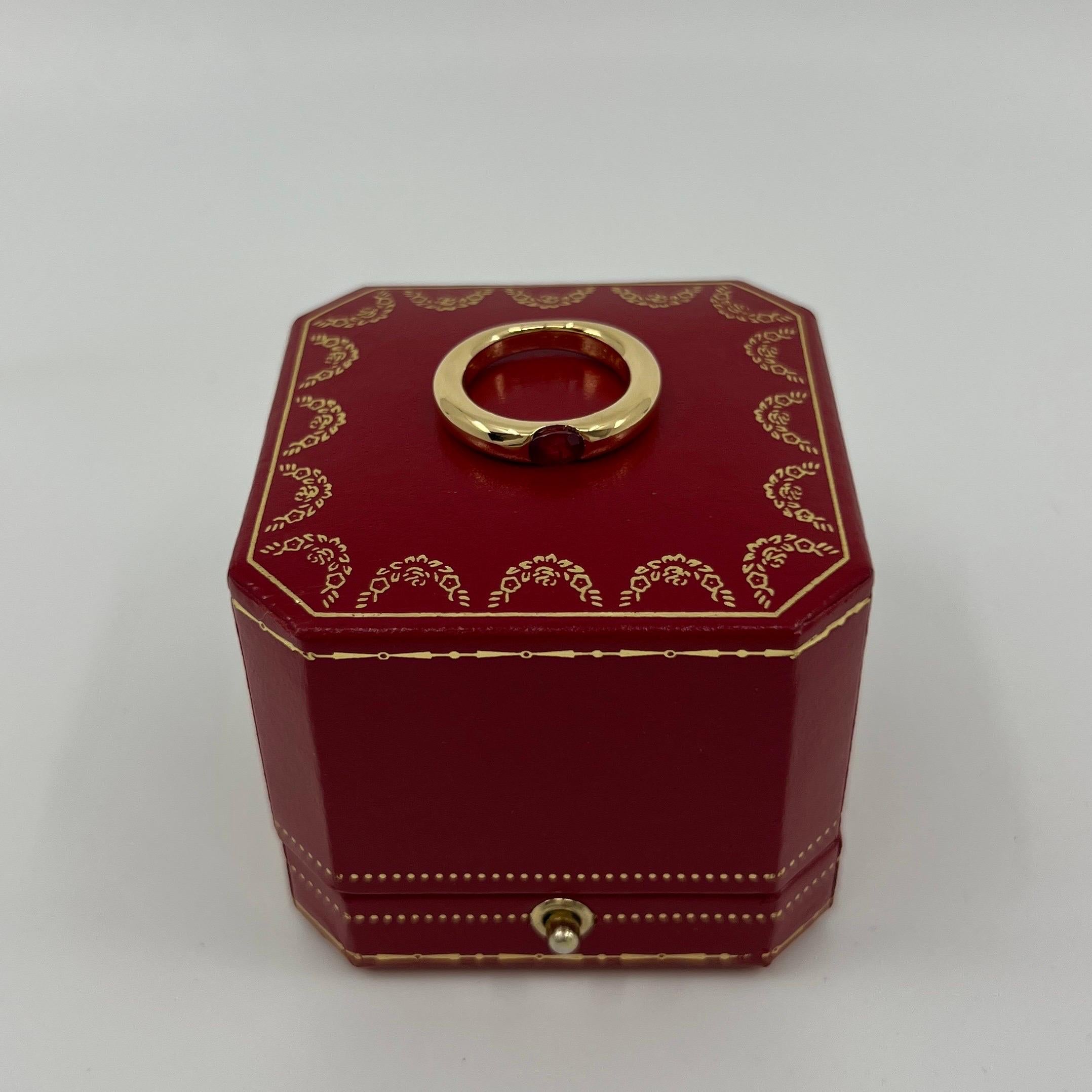 Vintage Cartier DEEP Red Ruby Oval Cut 18k Yellow Gold Solitaire Ellipse Ring 5 2