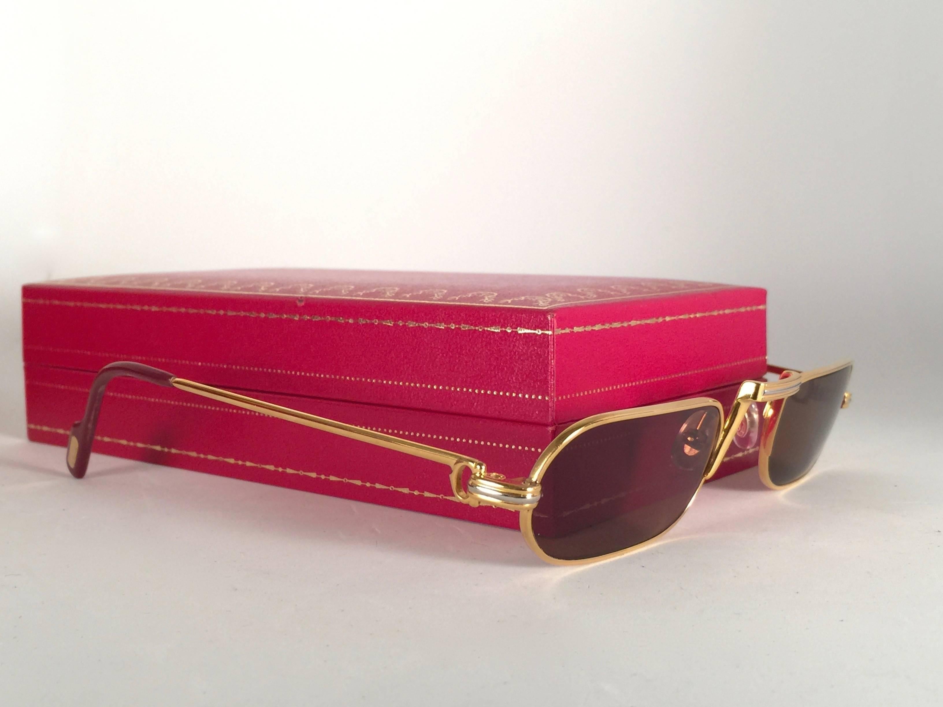 Beige Occhiali da sole vintage Cartier Demilune Vendome Medium Reading France in vendita