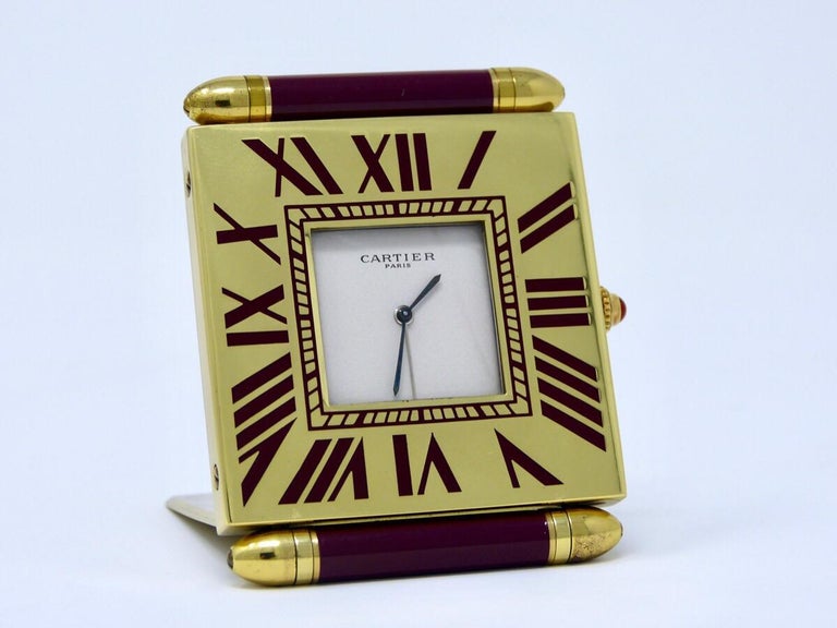 Vintage Cartier Desk Travel Quartz Clock with Alarm at 1stDibs