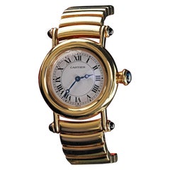 Montre-bracelet vintage Cartier Diabolo pour femme, en or jaune massif 18 carats, 27 mm