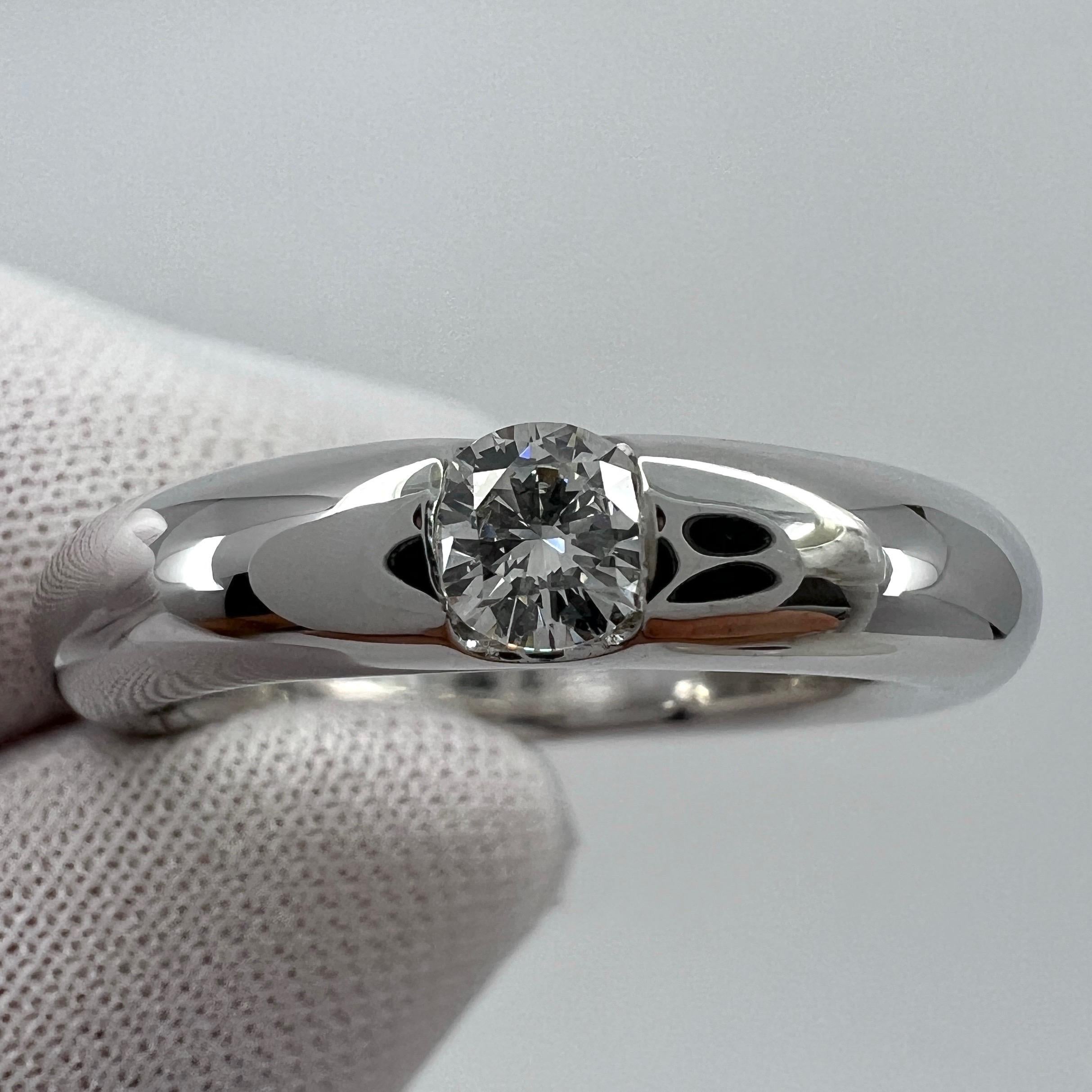 Vintage Cartier Diamond 0.21ct VVS1 Ellipse 18k White Gold Solitaire Band Ring 5