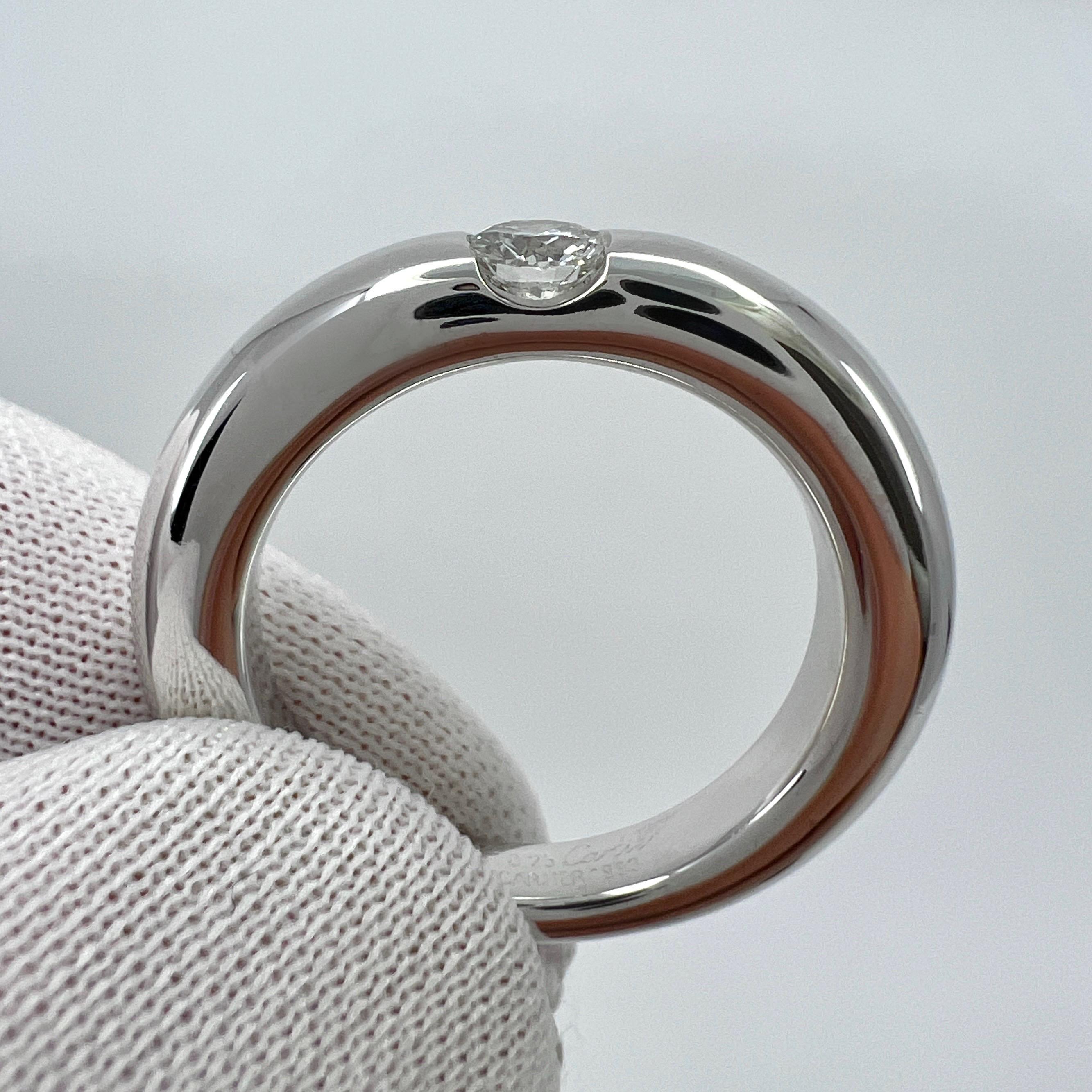 Vintage Cartier Diamond 0.21ct VVS1 Ellipse 18k White Gold Solitaire Band Ring 4