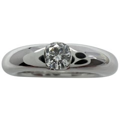 Vintage Cartier Diamond 0.21ct VVS1 Ellipse 18k White Gold Solitaire Band Ring
