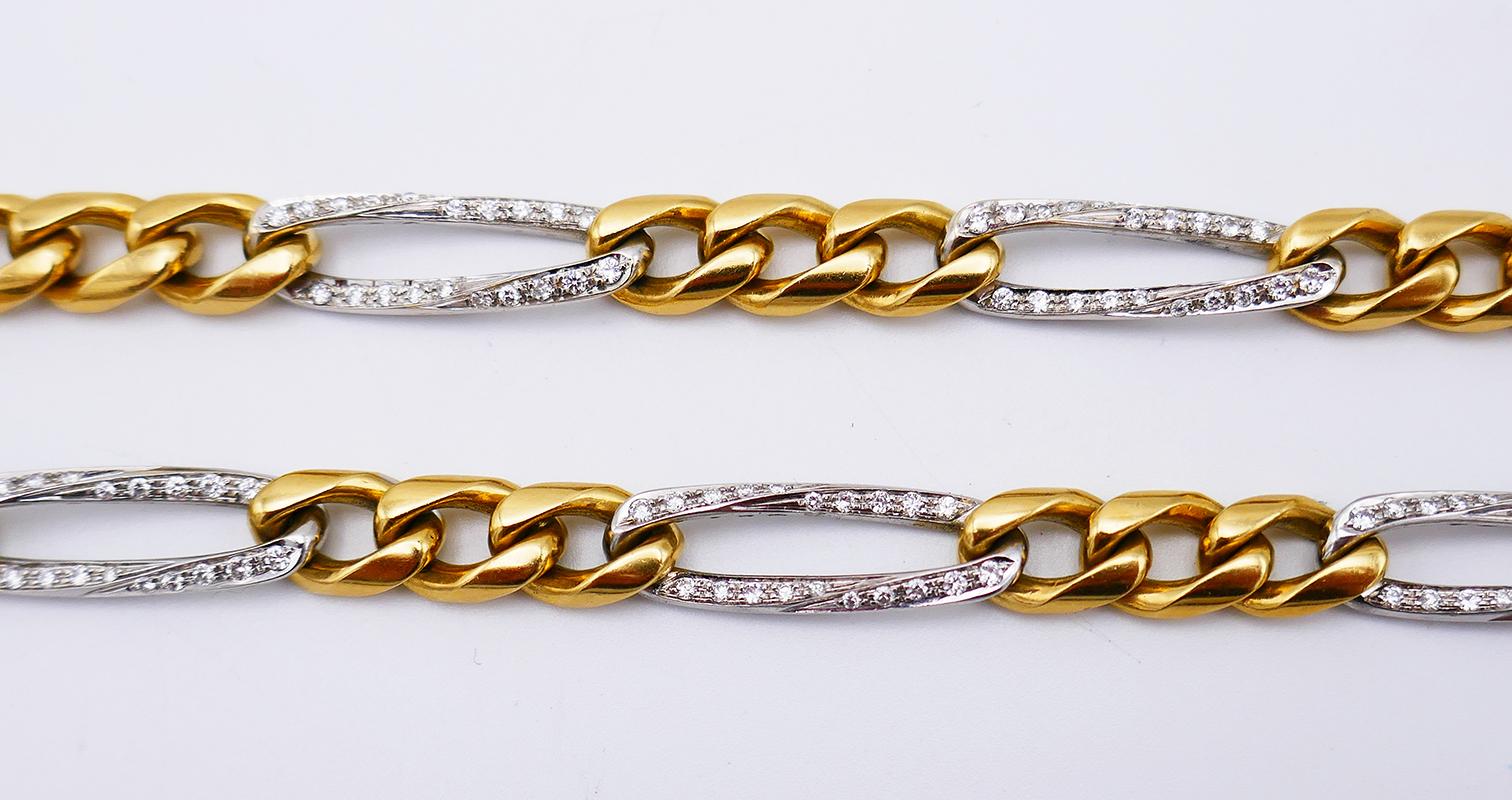 Vintage Cartier Diamond 18k Gold Chain Necklace Bracelet In Good Condition In Beverly Hills, CA