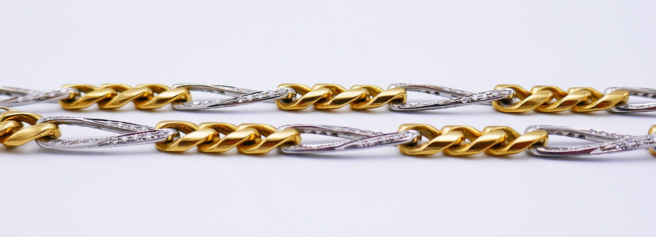 Women's or Men's Vintage Cartier Diamond 18k Gold Chain Necklace Bracelet