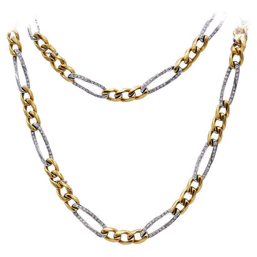 Cartier Two Color Gold Chain Necklace For Sale at 1stDibs