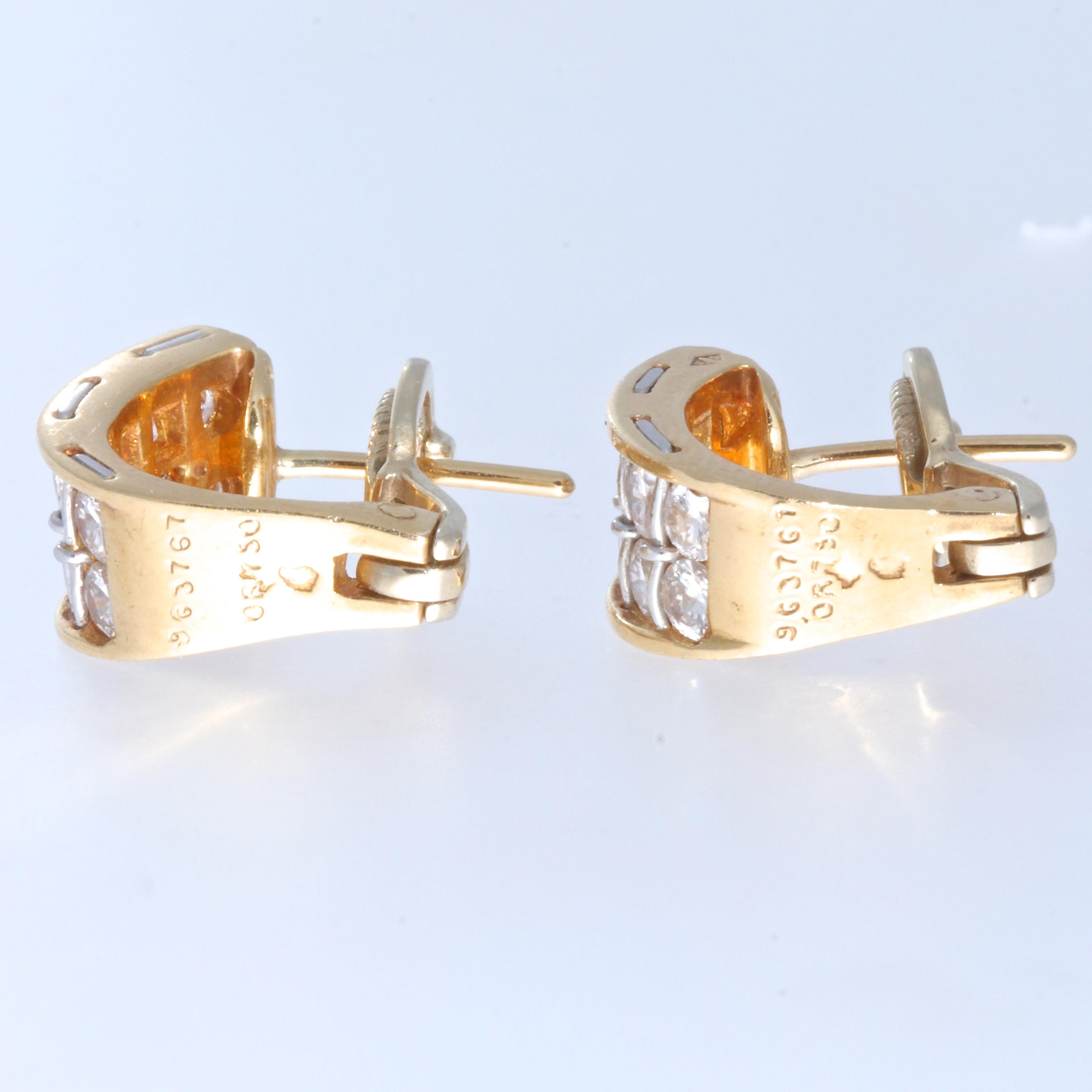 Vintage Cartier Diamond 18 Karat Gold Earrings In Good Condition In Beverly Hills, CA