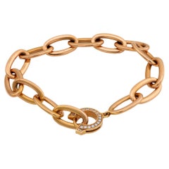 Pulsera de cadena "C" vintage Cartier de oro rosa de 18 quilates con diamantes