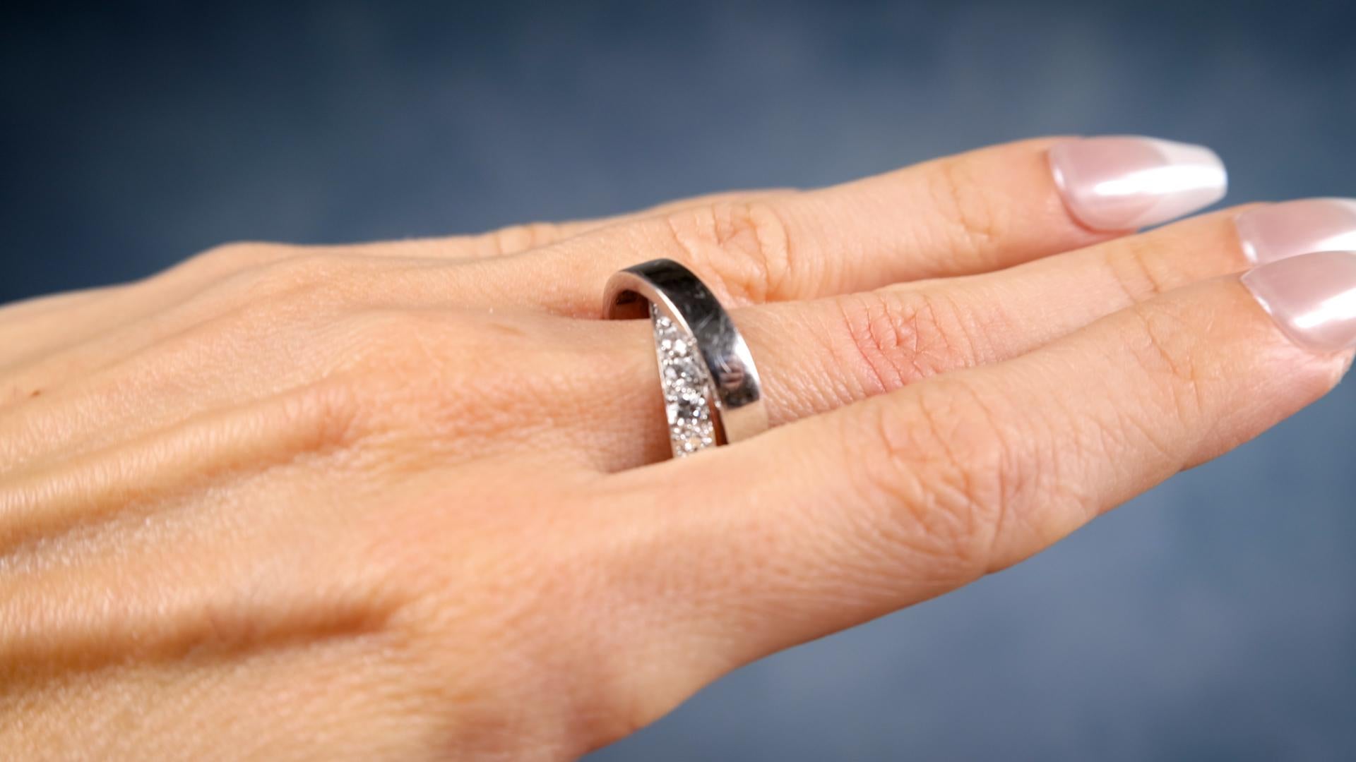 Vintage Cartier Diamant 18k Weißgold Nouvelle Ring (Brillantschliff)