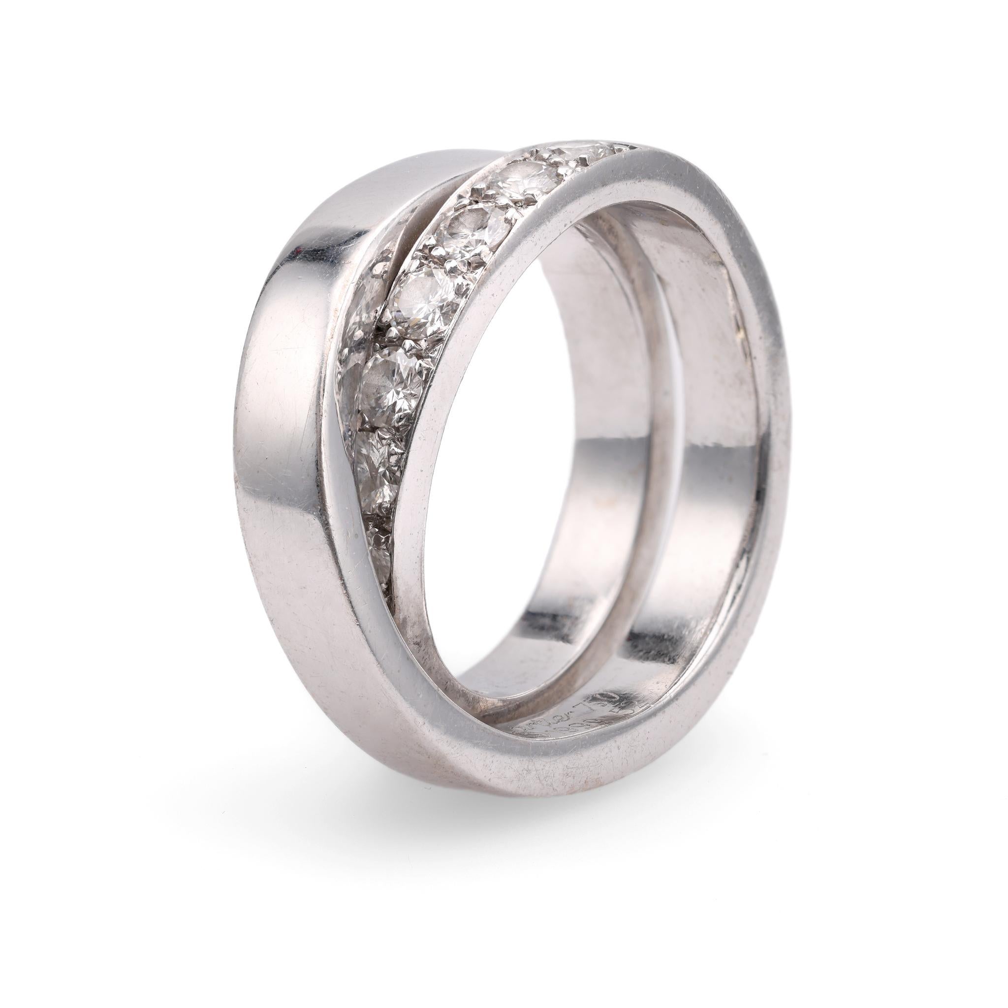 Vintage Cartier Diamant 18k Weißgold Nouvelle Ring im Zustand „Gut“ in Beverly Hills, CA