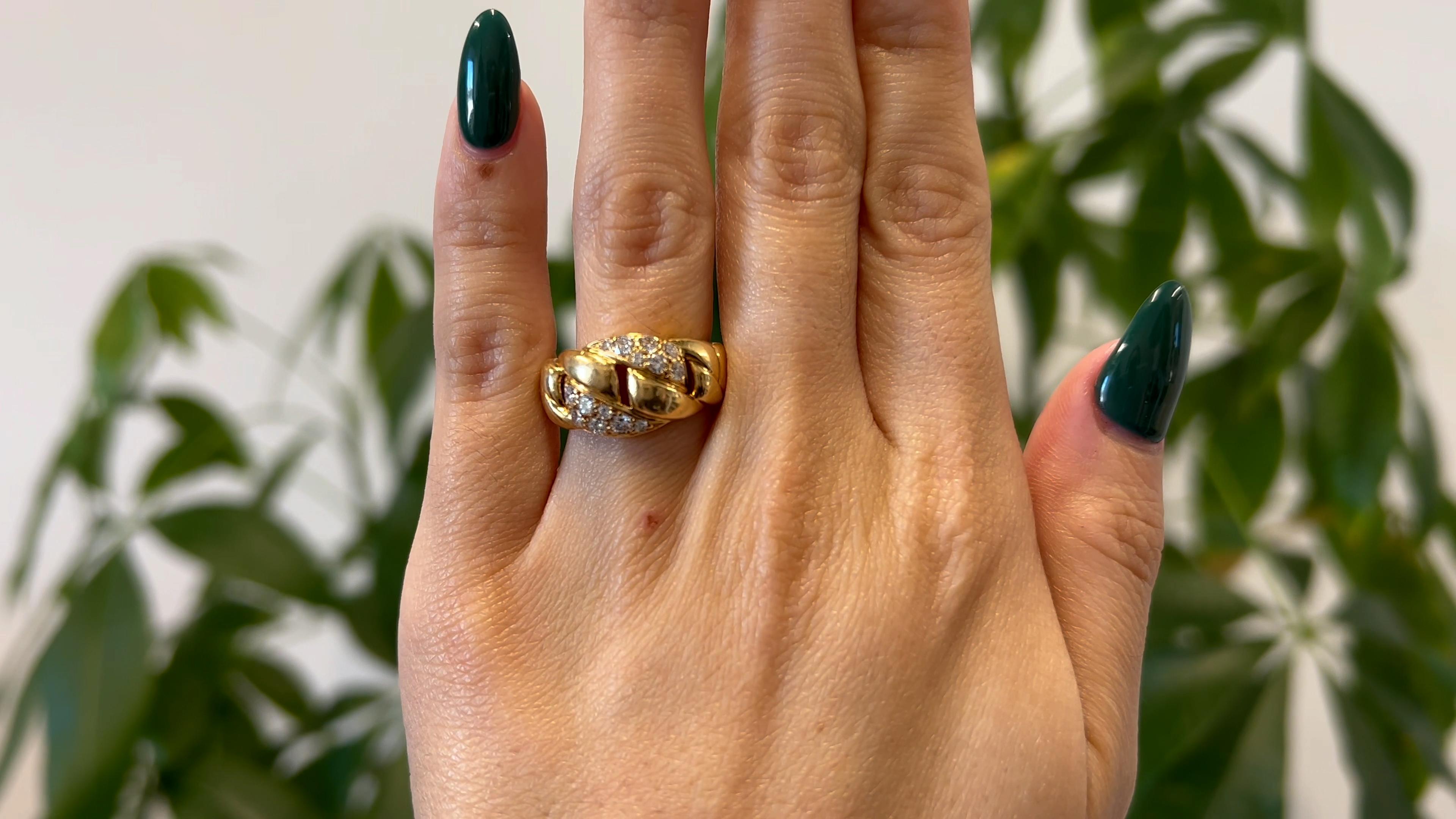Vintage Cartier 18 Karat Gelbgold geschwungener Gliederring mit Diamanten (Brillantschliff)