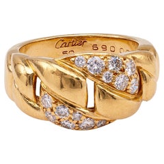 Anello A Link d'epoca con diamante Cartier in oro giallo 18 ct.