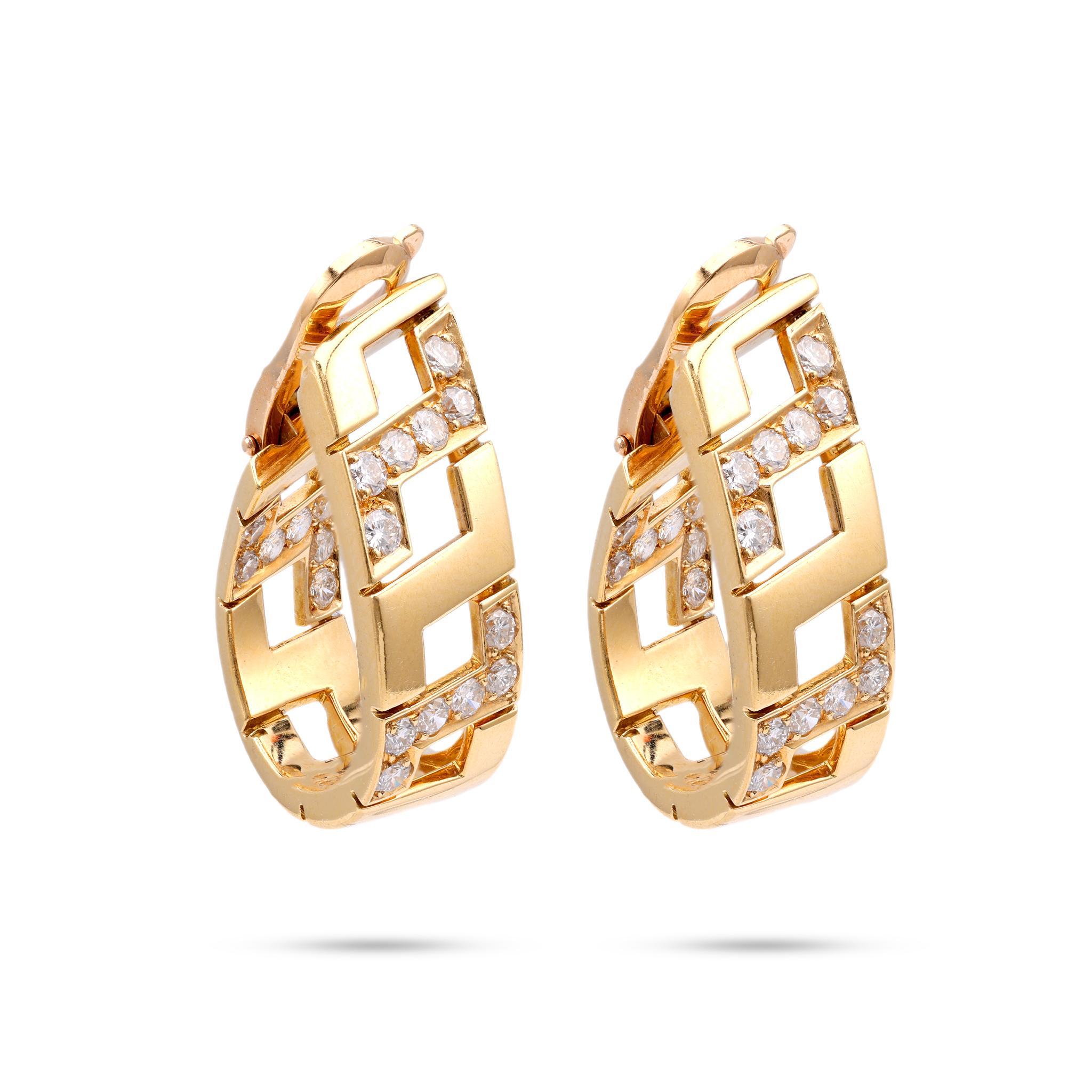 Ohrringe aus 18 Karat Gelbgold mit Diamanten von Cartier (Brillantschliff)