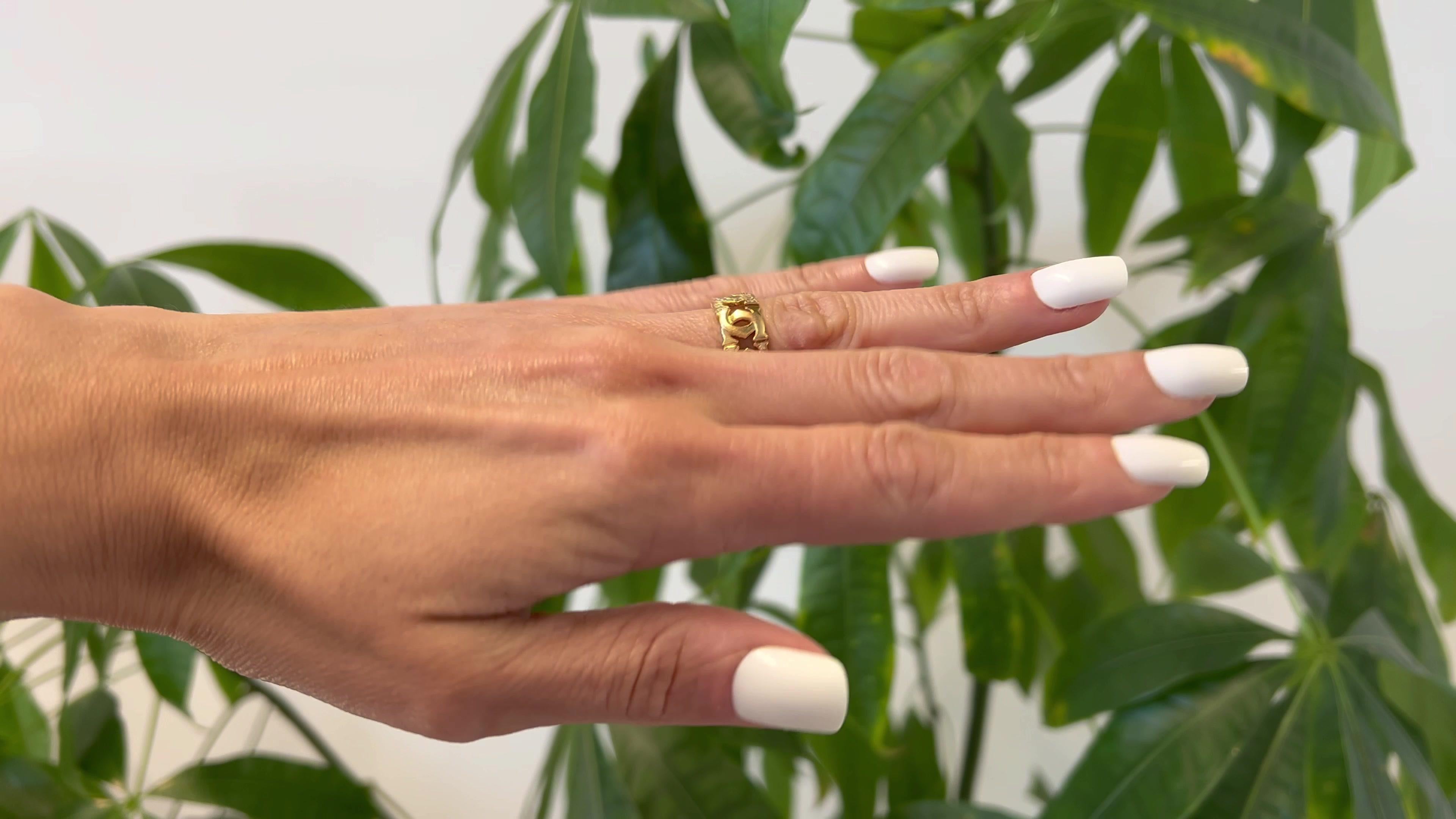 Vintage Cartier 18 Karat Gelbgold Entrelaces ineinandergreifendes Doppel-C-Ring mit Diamanten im Zustand „Gut“ in Beverly Hills, CA