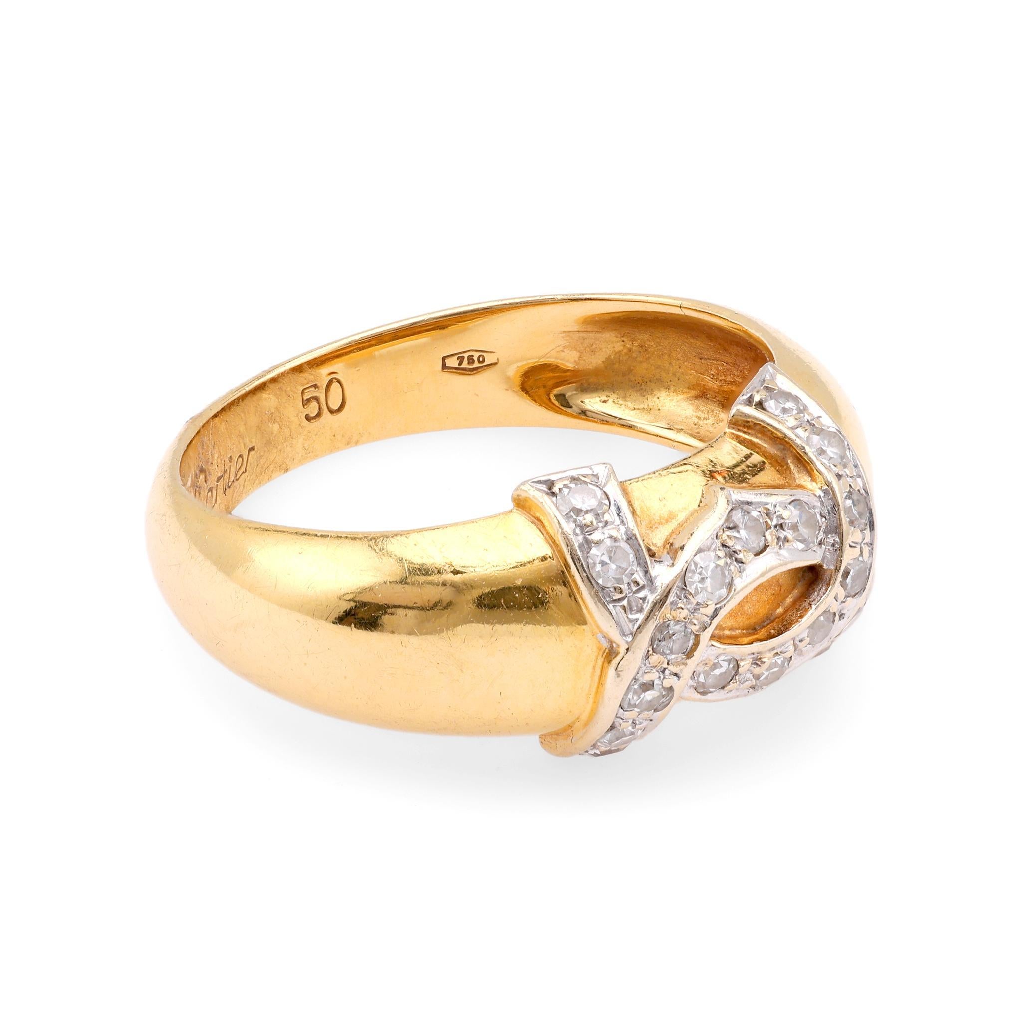 Vintage Cartier Diamantring aus 18 Karat Gelbgold mit Diamant (Einfacher Schliff)