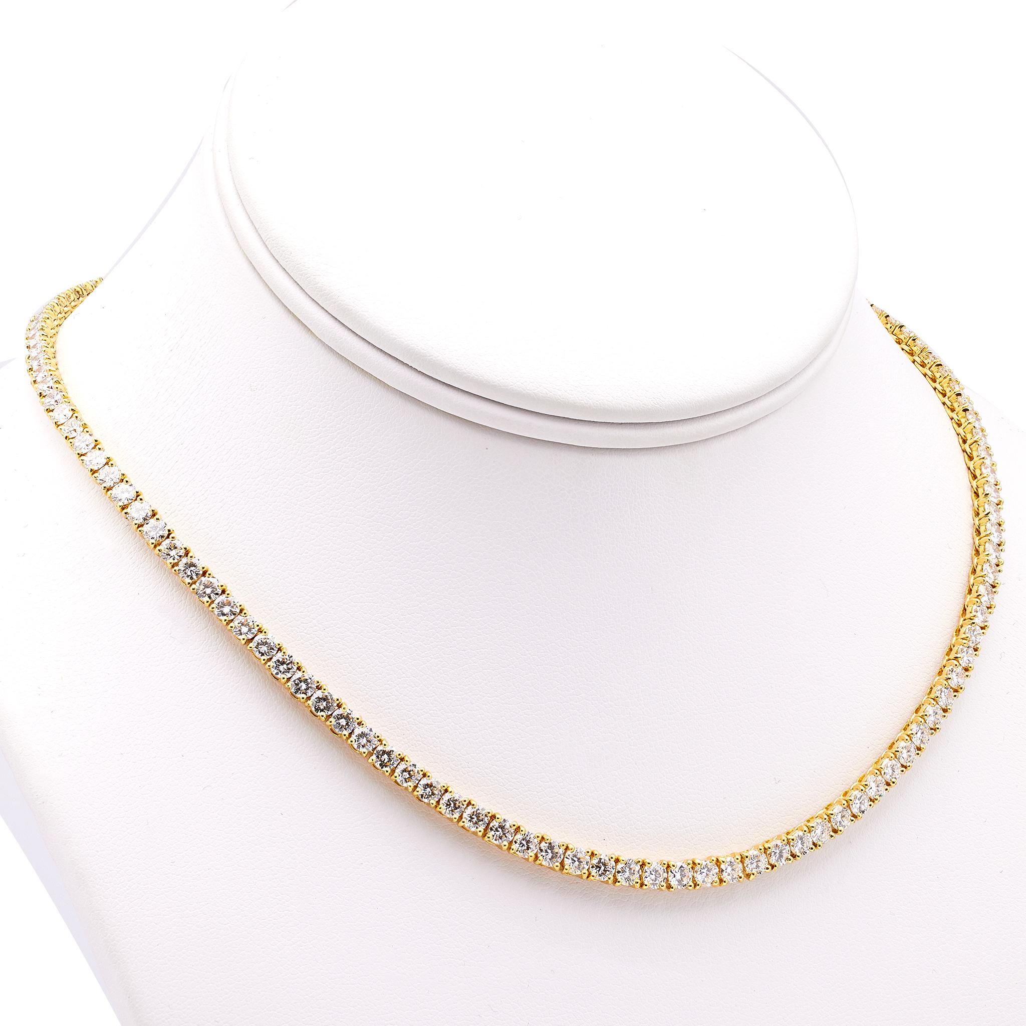 Brilliant Cut Vintage Cartier Diamond 18k Yellow Gold Tennis Necklace
