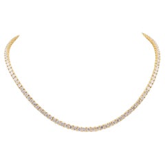Retro Cartier Diamond 18k Yellow Gold Tennis Necklace