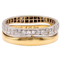 Vintage Cartier Diamond 18K Yellow White Gold Wedding Band