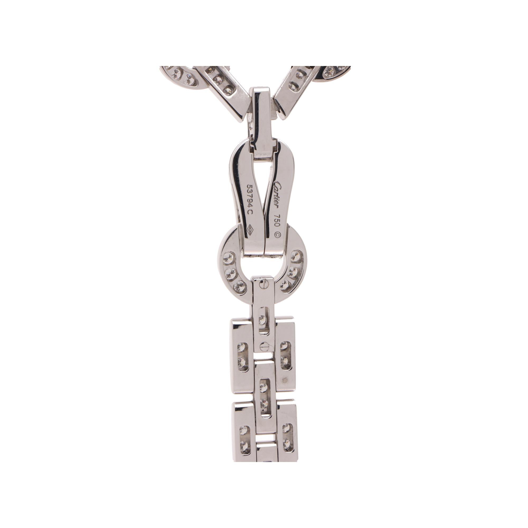 Vintage Cartier Diamond Agrafe Necklace in White Gold In Excellent Condition For Sale In London, GB