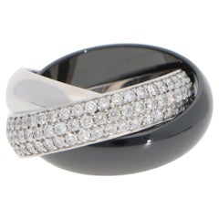 Vintage Cartier Diamond and Ceramic Trinity Ring LM, Size 52