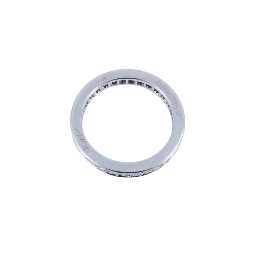 Round Cut Vintage Cartier Diamond Band Platinum Size 4.5 (48) For Sale