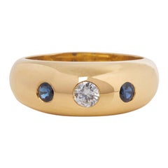 Vintage Cartier Diamond And Blue Sapphire French 18K Gold Three Stone Gypsy  Ring For Sale At 1Stdibs | Cartier 3 Stone Ring, Cartier 3 Stone Diamond  Ring