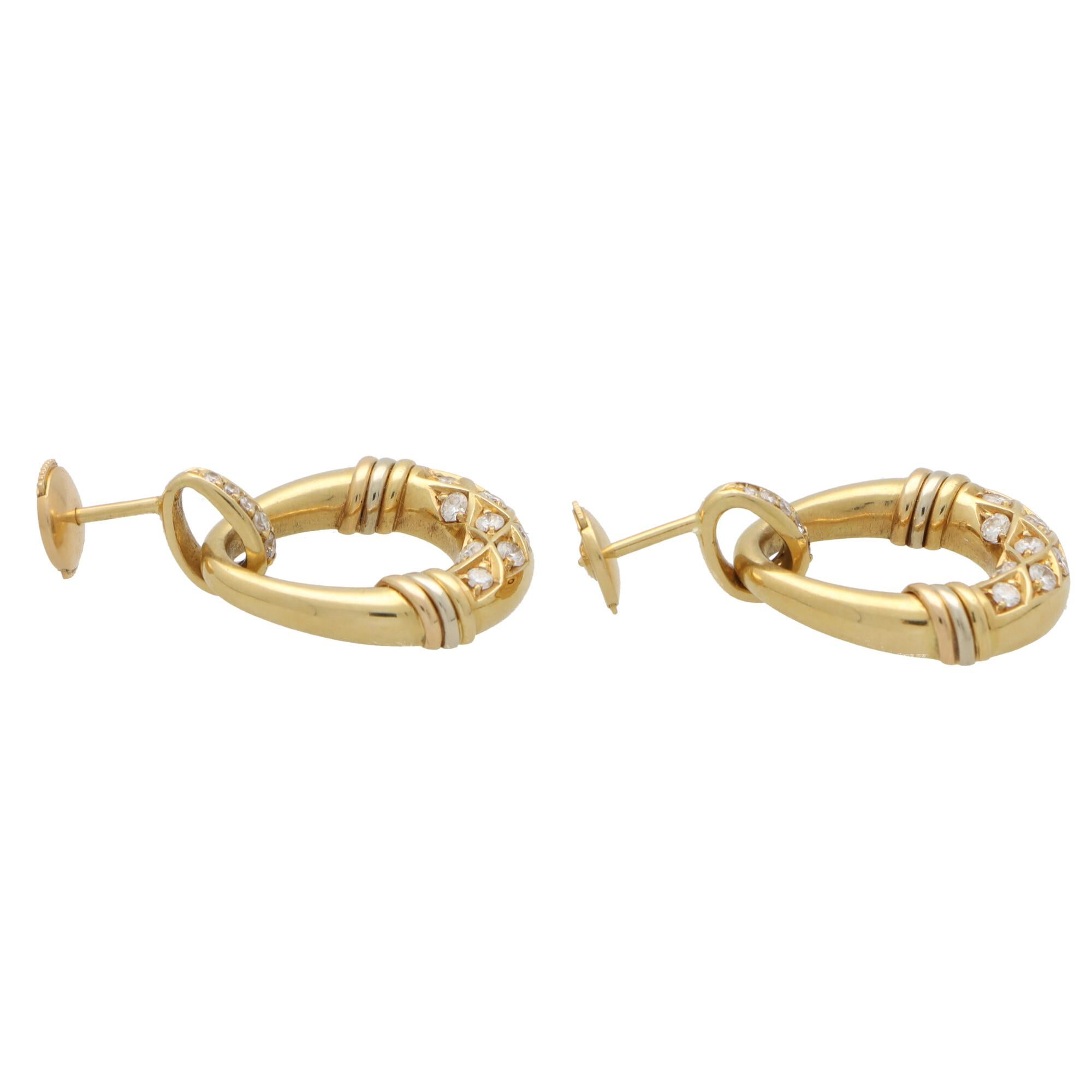 Cartier: 18 Karat Gold Ohrringe mit Diamant-Türklopfer-Ohrhänger (Retro)