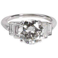 Vintage Cartier Diamond Engagement Ring in Platinum H VS2 3.23 Carat