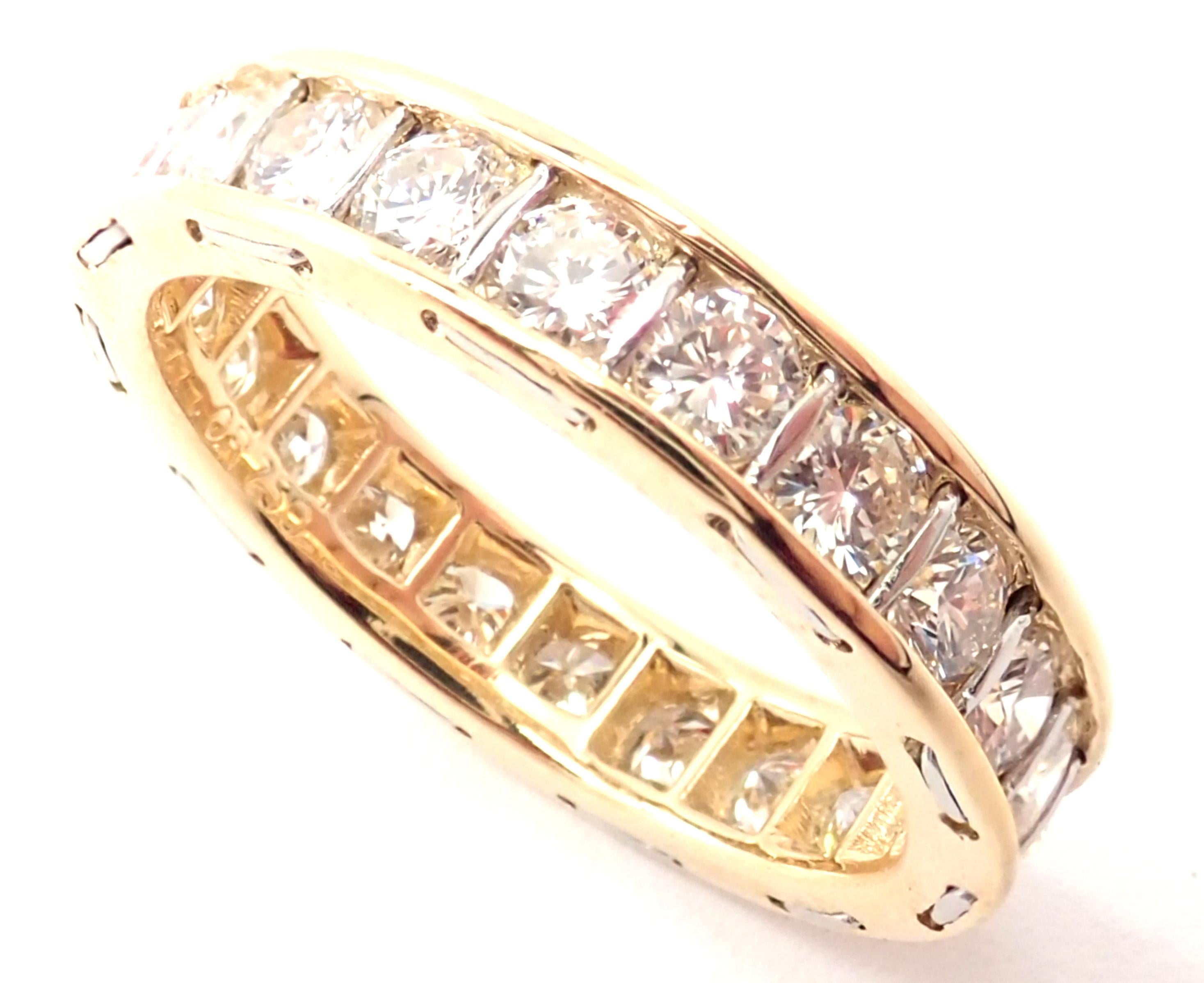 Brilliant Cut Vintage Cartier Diamond Eternity Band Yellow Gold Ring For Sale