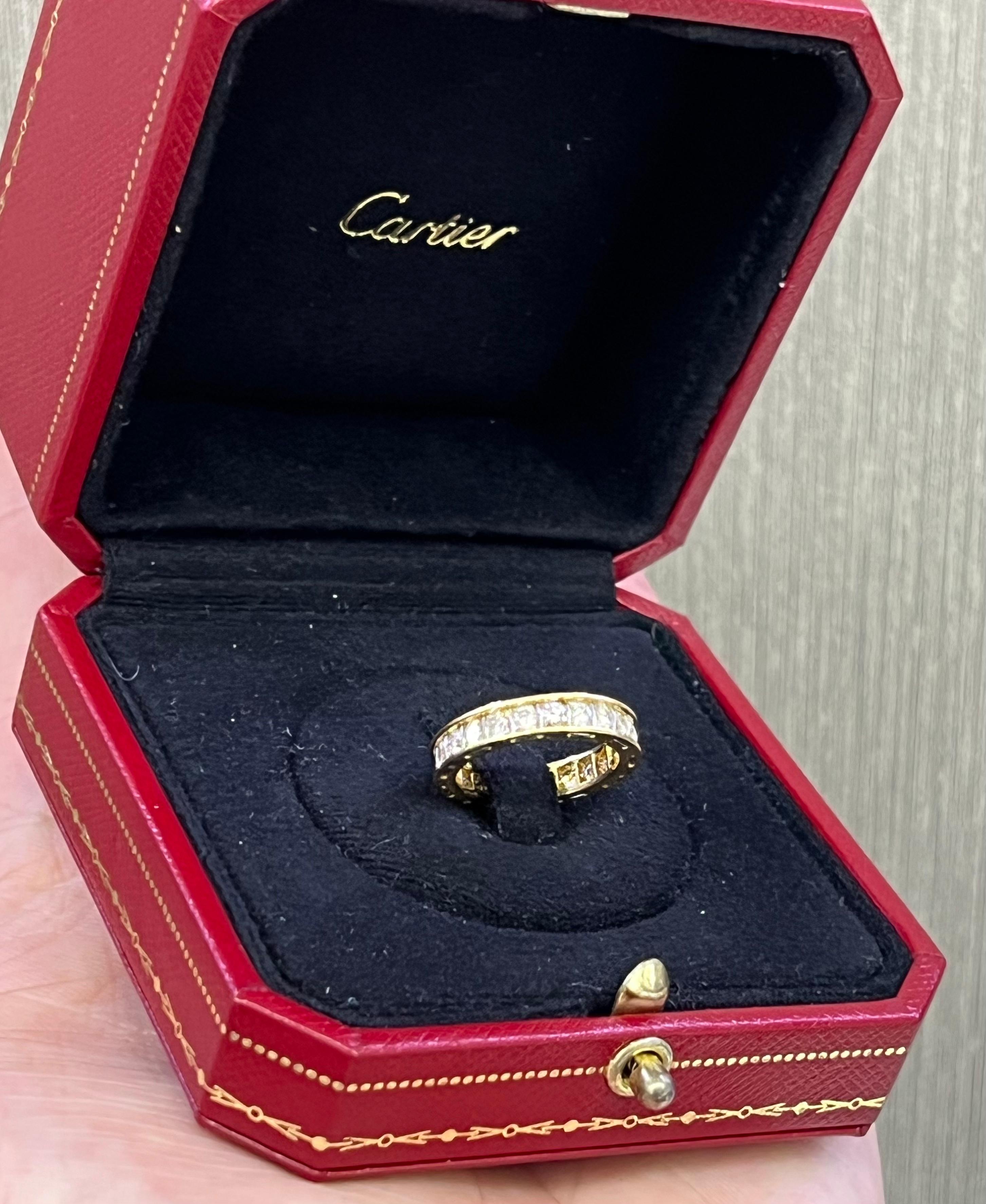 Vintage Cartier Diamant Eternity-Ring 18k Gelbgold Stapelbar Größe 48 im Angebot 5